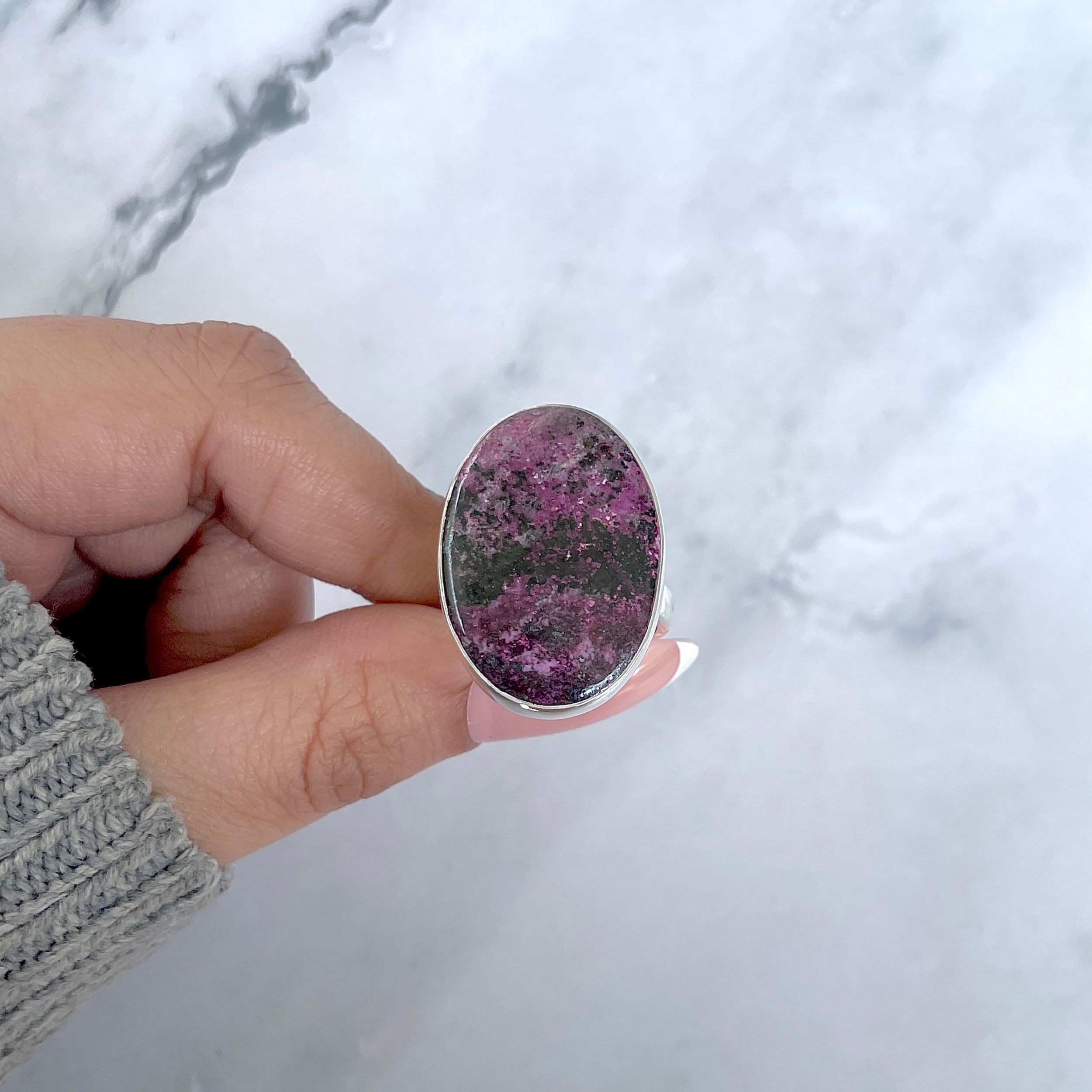 Cobalt Calcite Adjustable Ring-(CBC-R-56.)