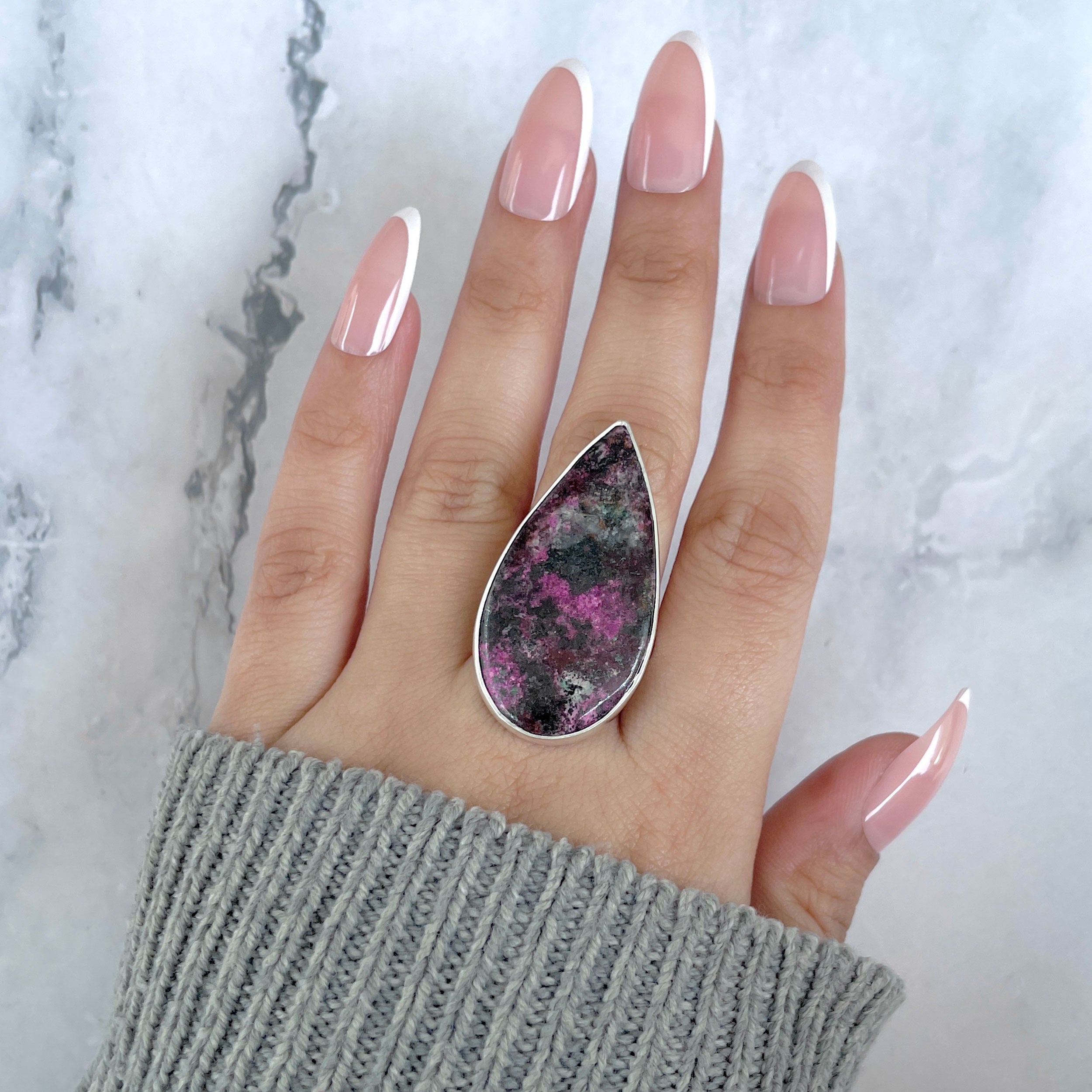 Cobalt Calcite Adjustable Ring-(CBC-R-58.)