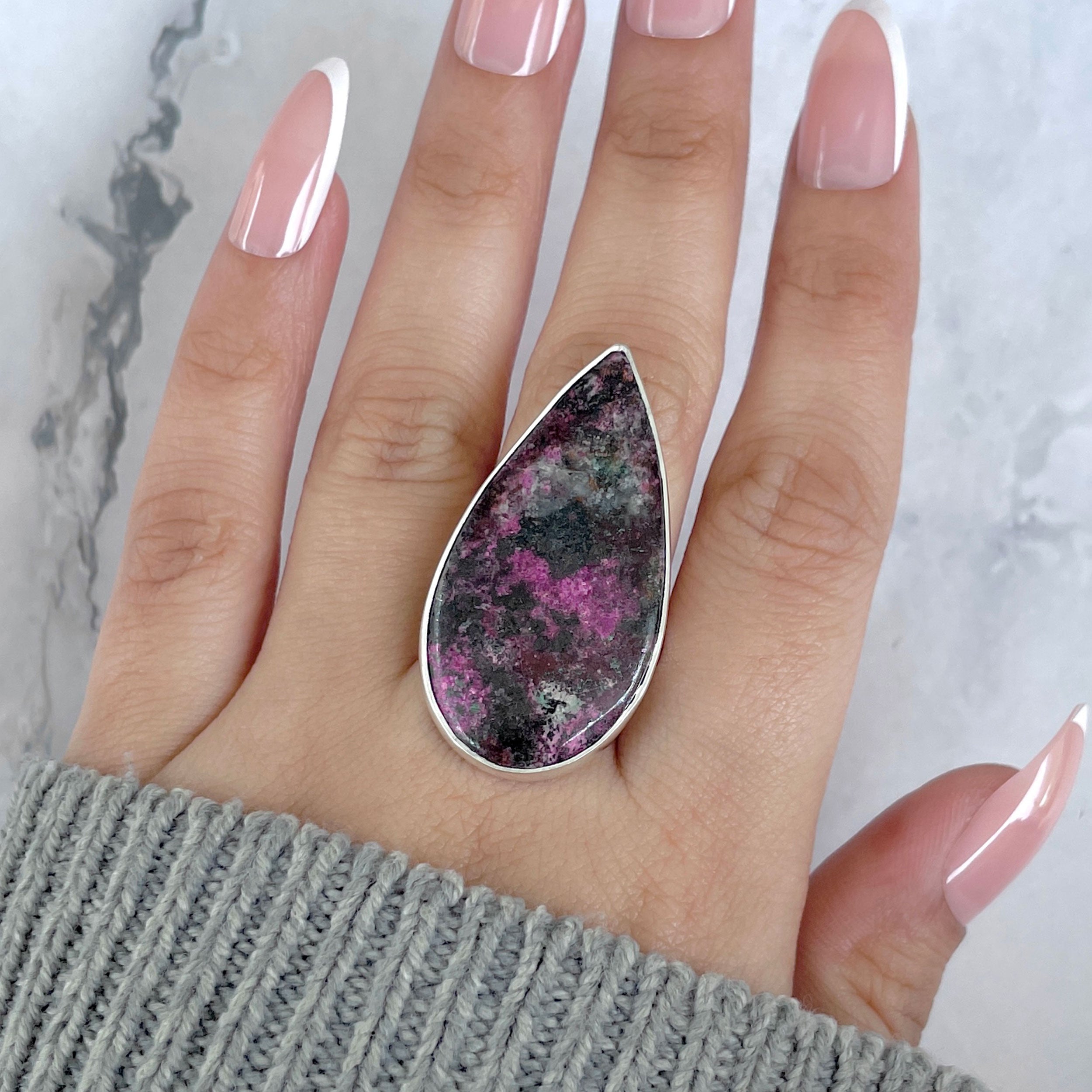 Cobalt Calcite Adjustable Ring-(CBC-R-58.)