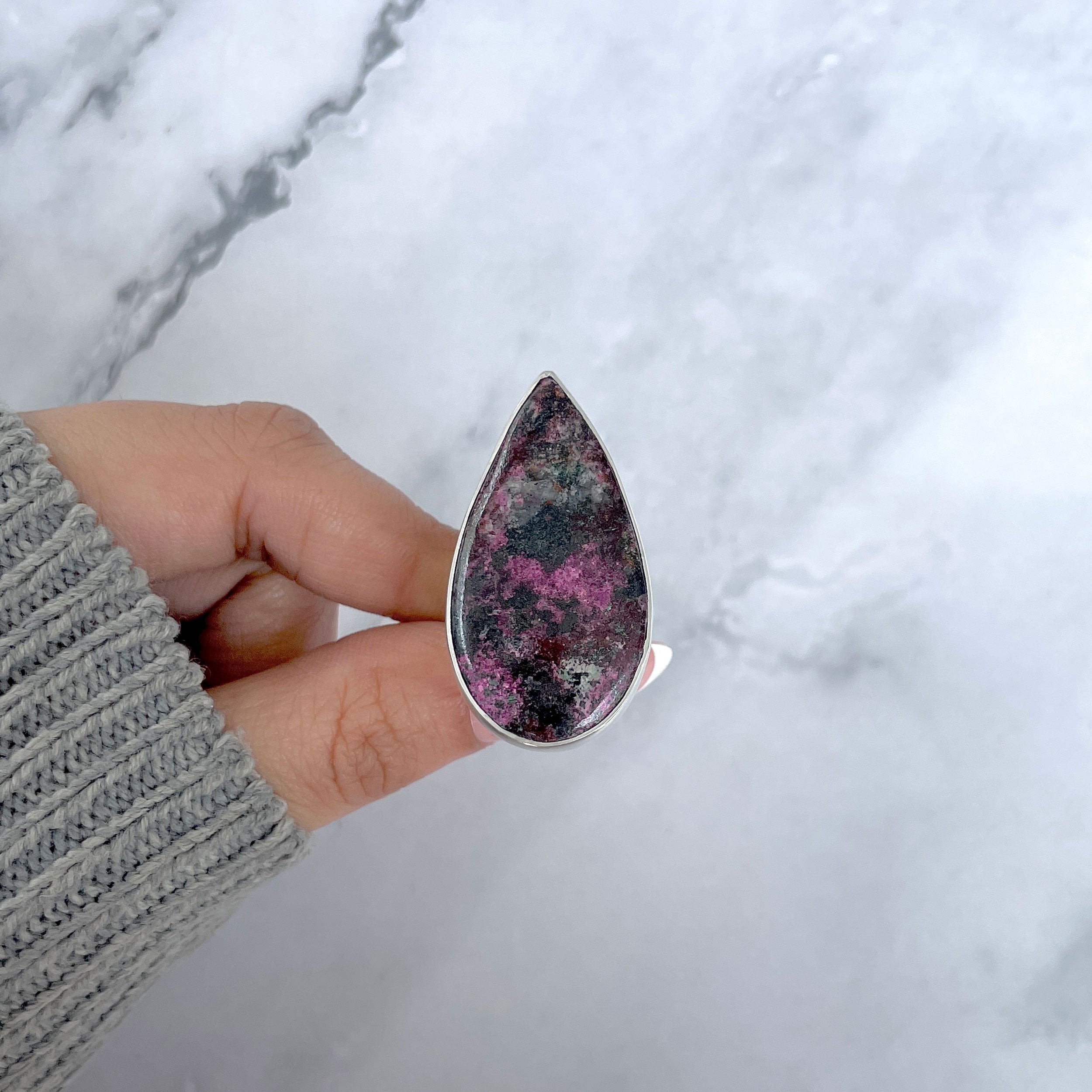 Cobalt Calcite Adjustable Ring-(CBC-R-58.)