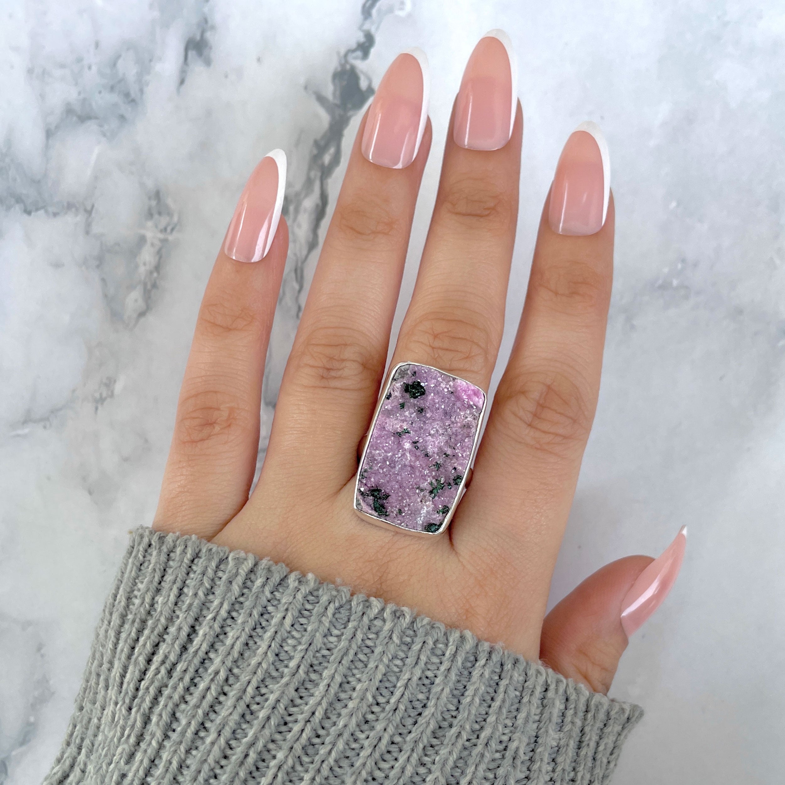 Cobalt Calcite Adjustable Ring-(CBC-R-60.)