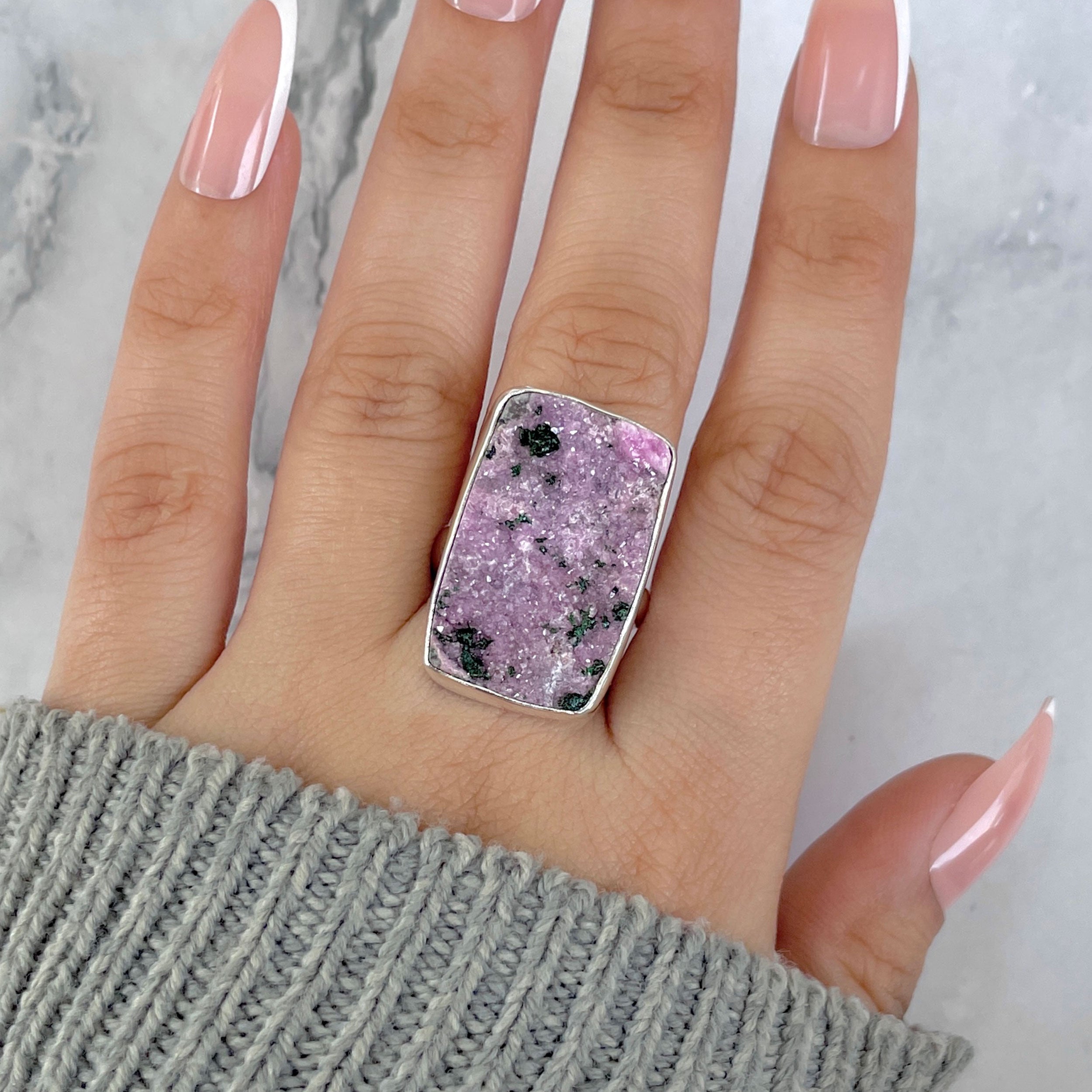 Cobalt Calcite Adjustable Ring-(CBC-R-60.)