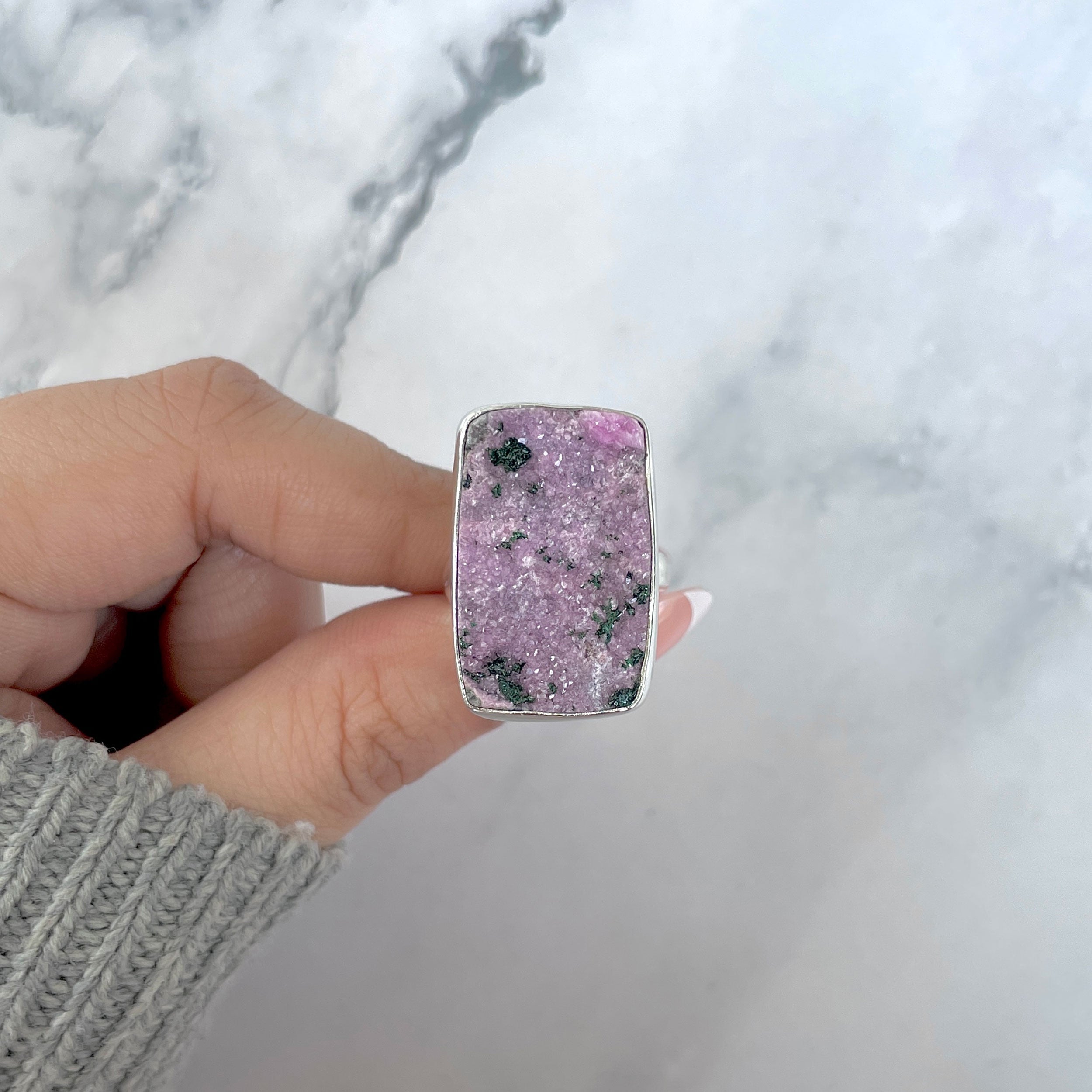 Cobalt Calcite Adjustable Ring-(CBC-R-60.)