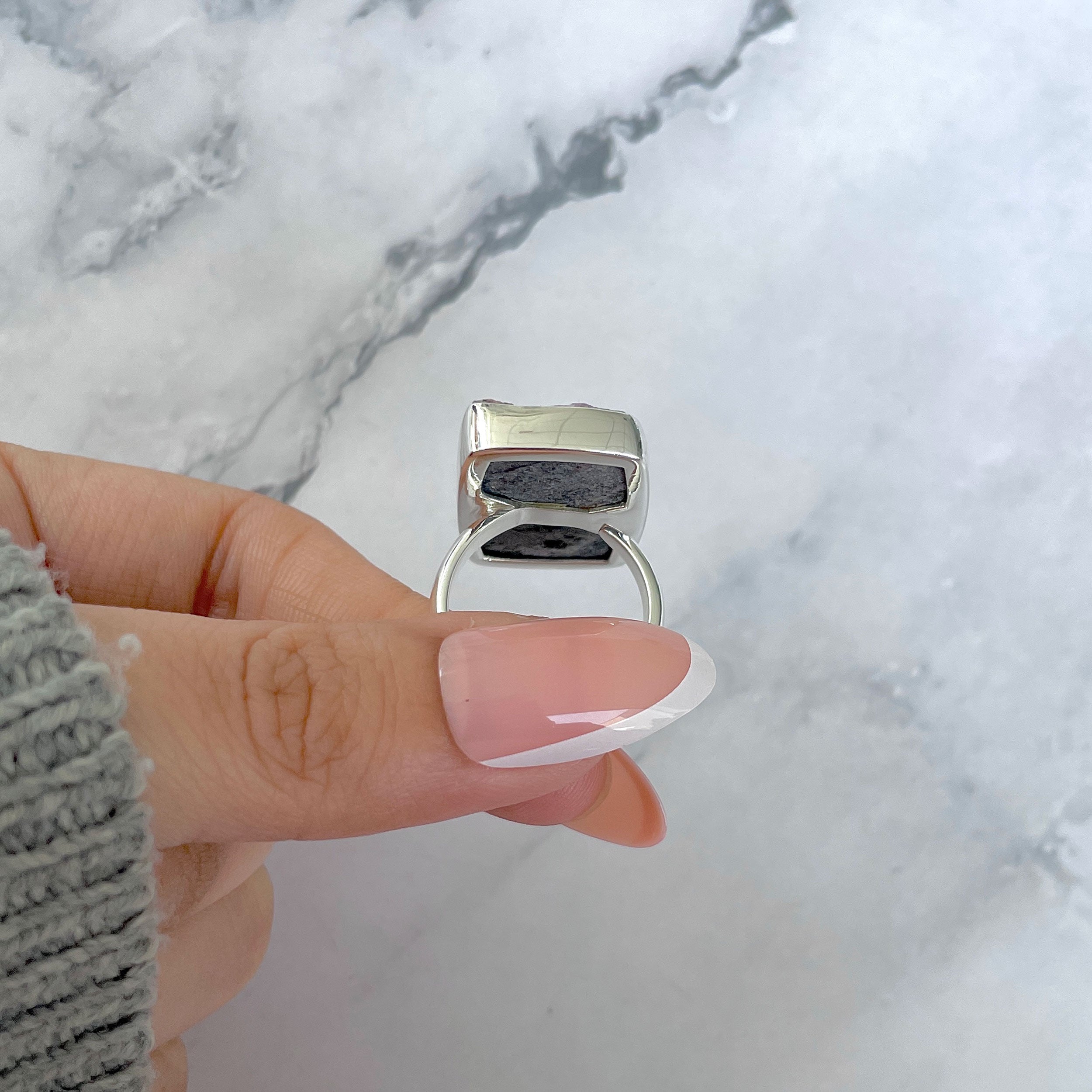 Cobalt Calcite Adjustable Ring-(CBC-R-60.)