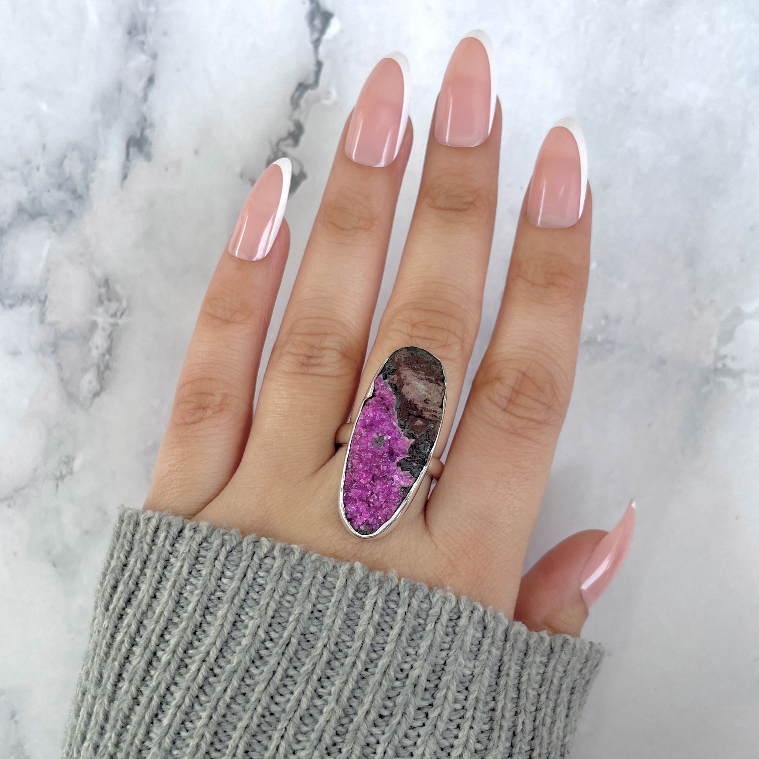 Cobalt Calcite Adjustable Ring-(CBC-R-61.)
