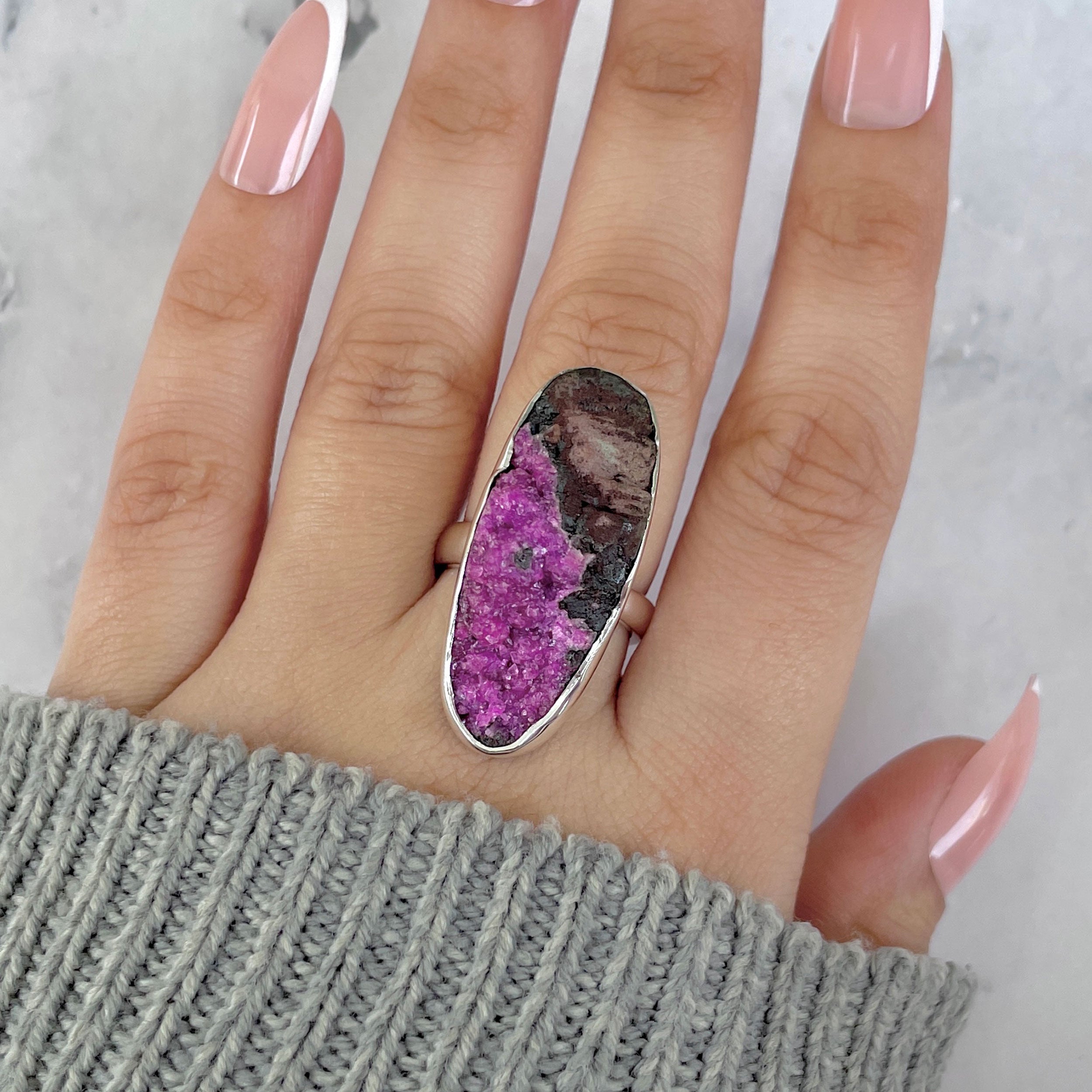 Cobalt Calcite Adjustable Ring-(CBC-R-61.)