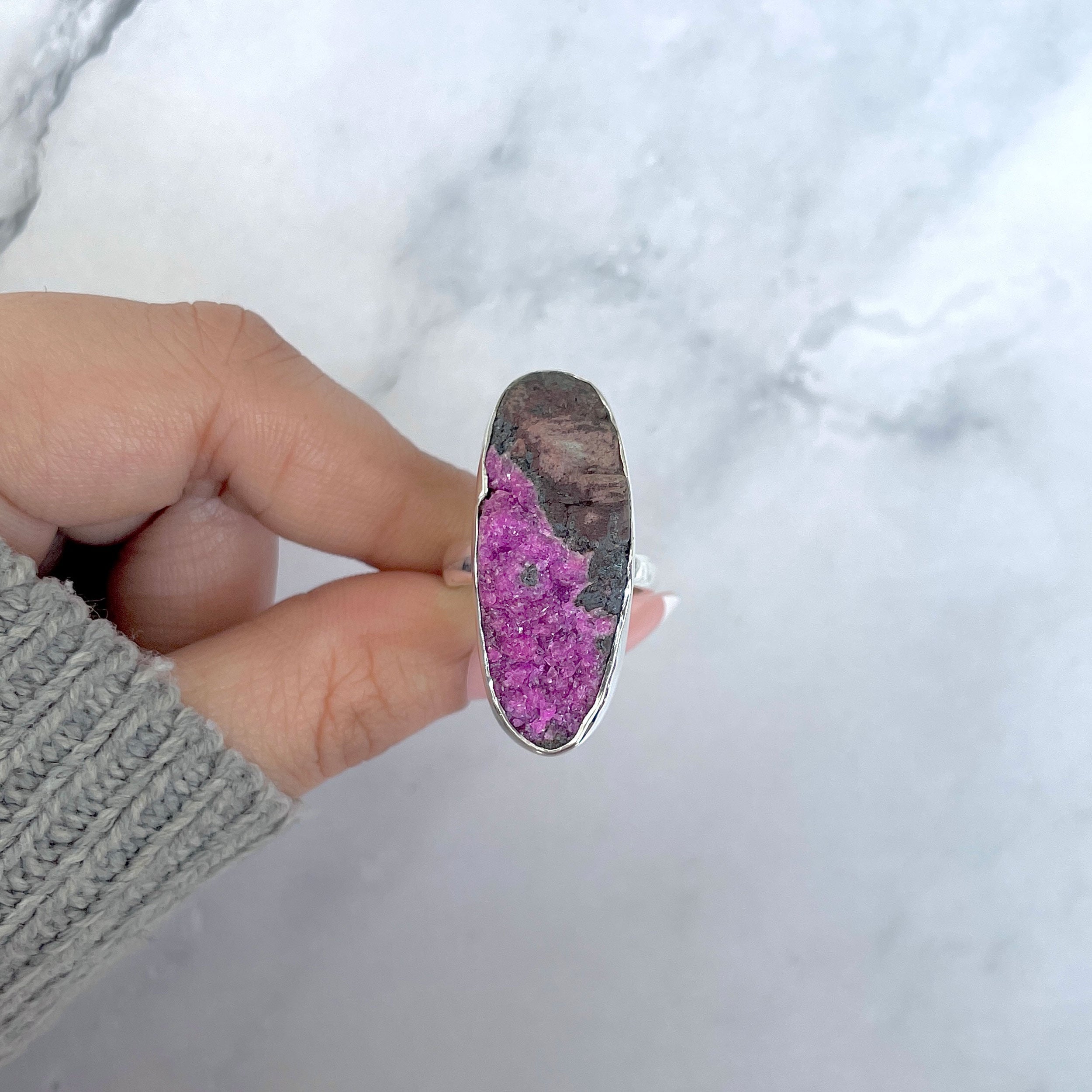 Cobalt Calcite Adjustable Ring-(CBC-R-61.)