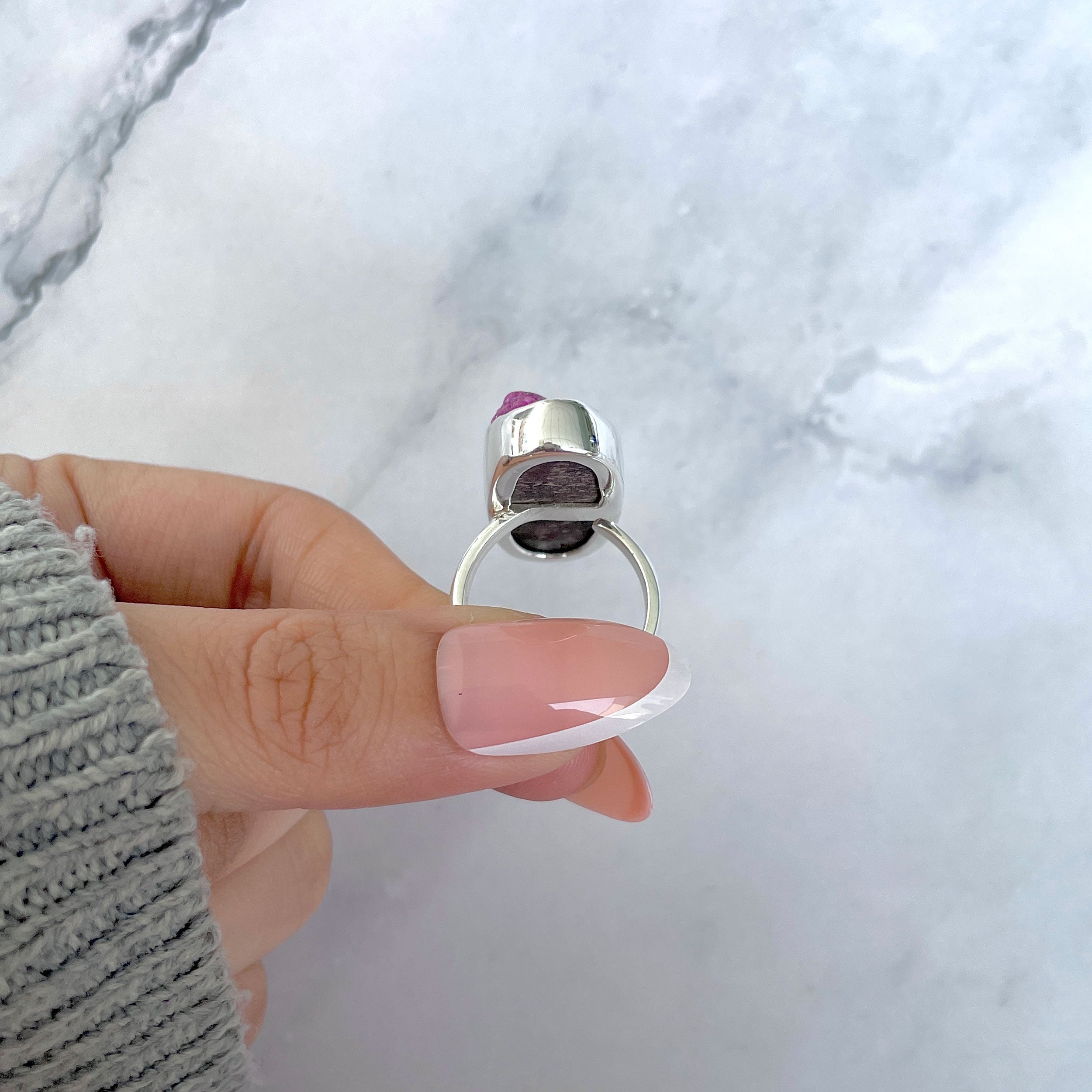 Cobalt Calcite Adjustable Ring-(CBC-R-61.)