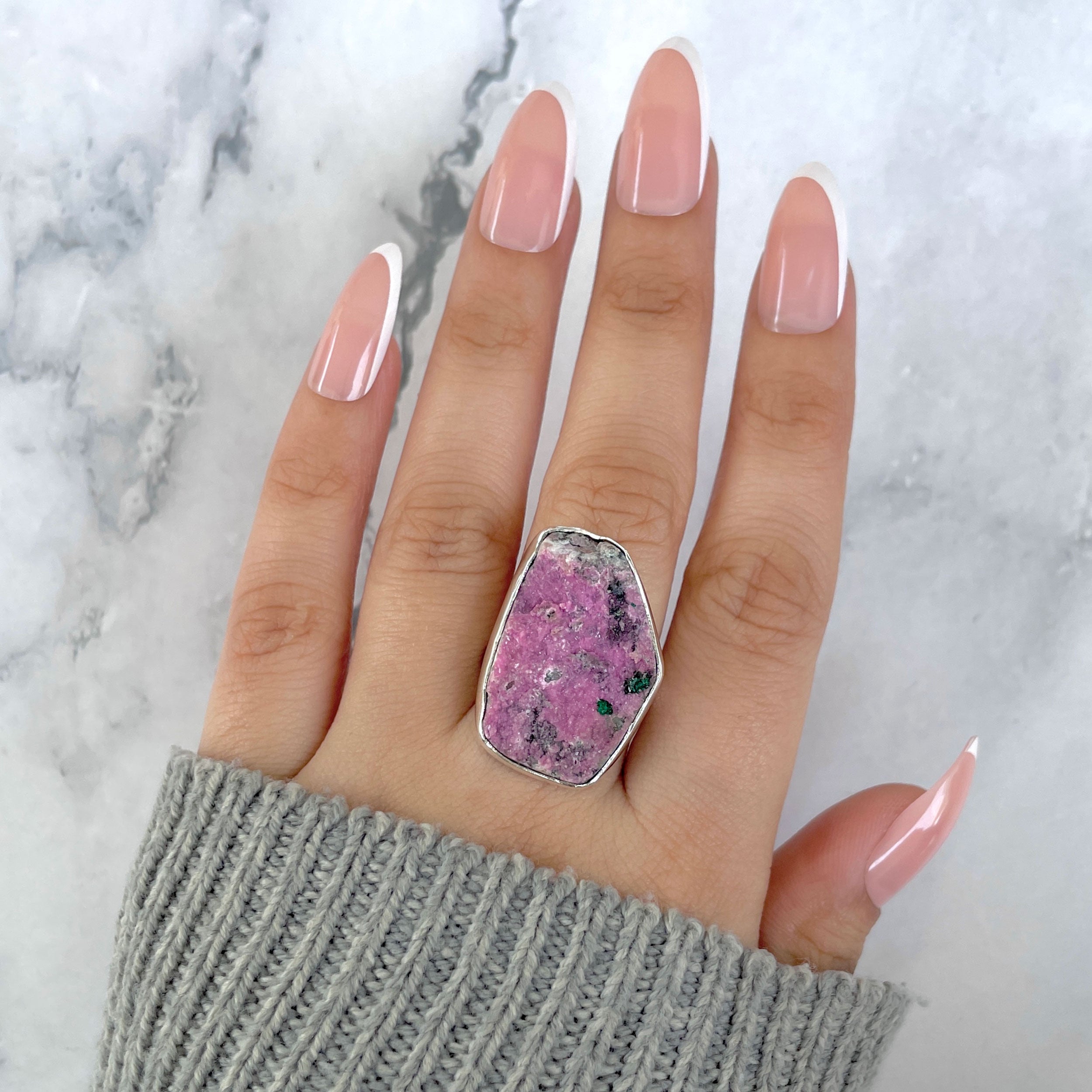 Cobalt Calcite Adjustable Ring-(CBC-R-62.)