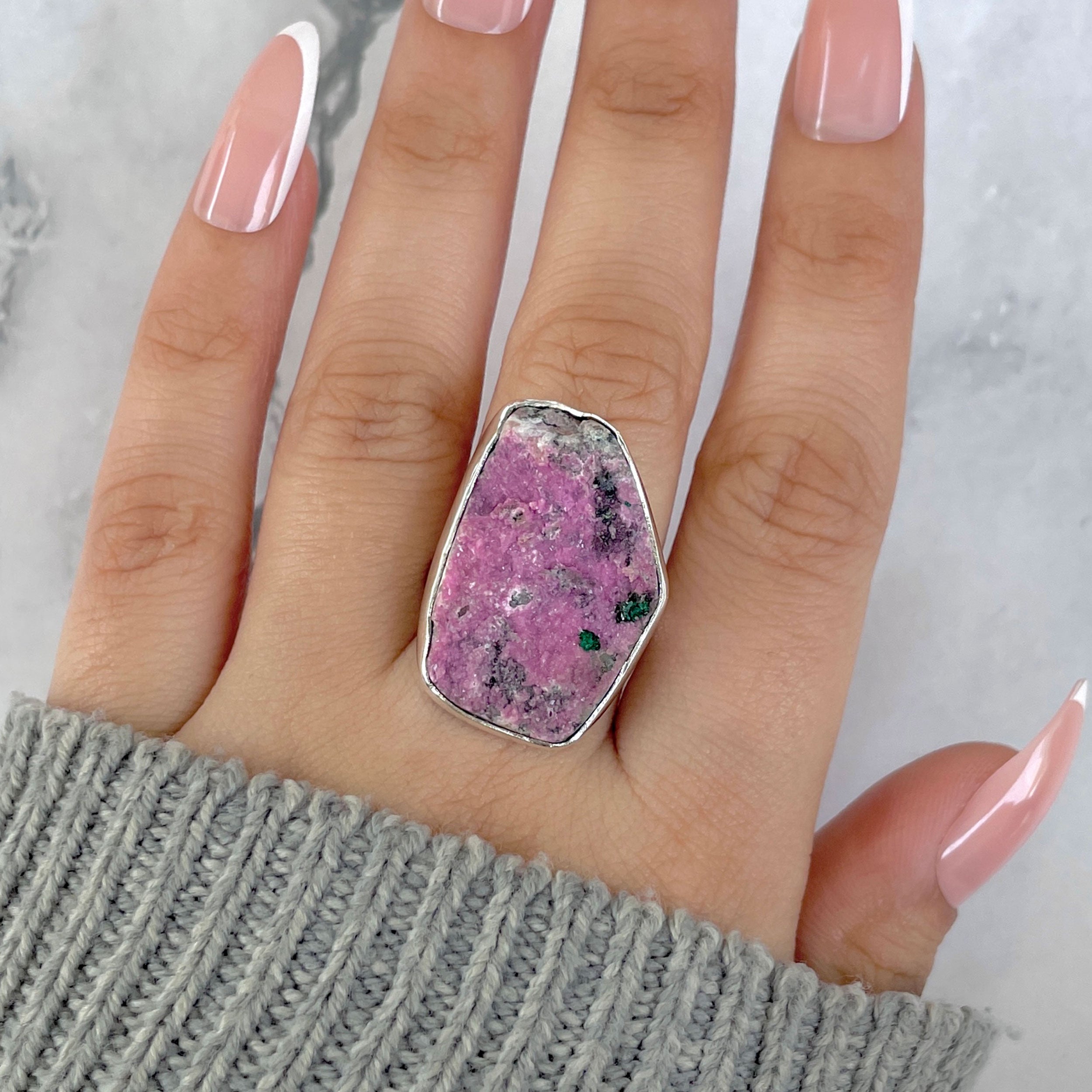 Cobalt Calcite Adjustable Ring-(CBC-R-62.)