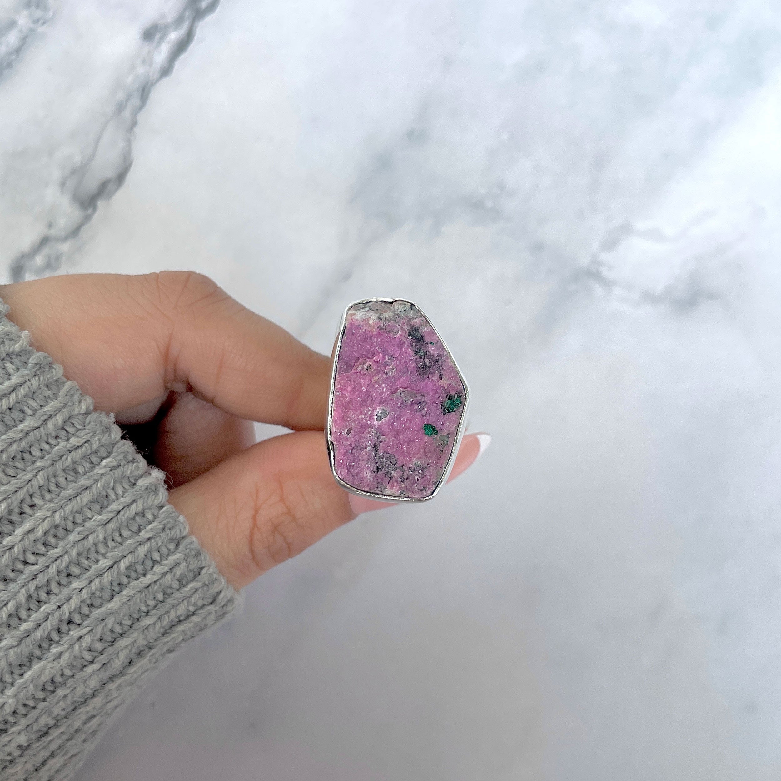 Cobalt Calcite Adjustable Ring-(CBC-R-62.)