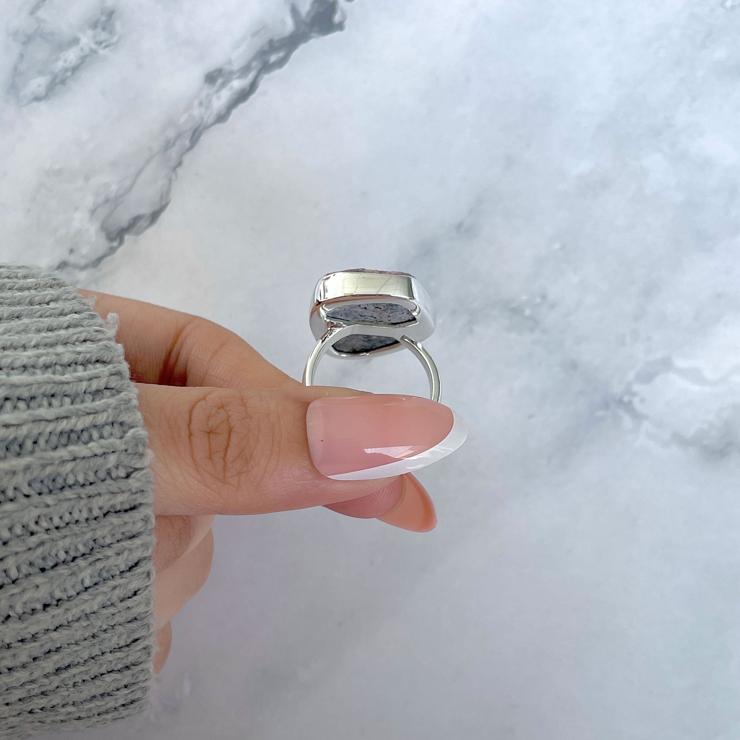 Cobalt Calcite Adjustable Ring-(CBC-R-62.)