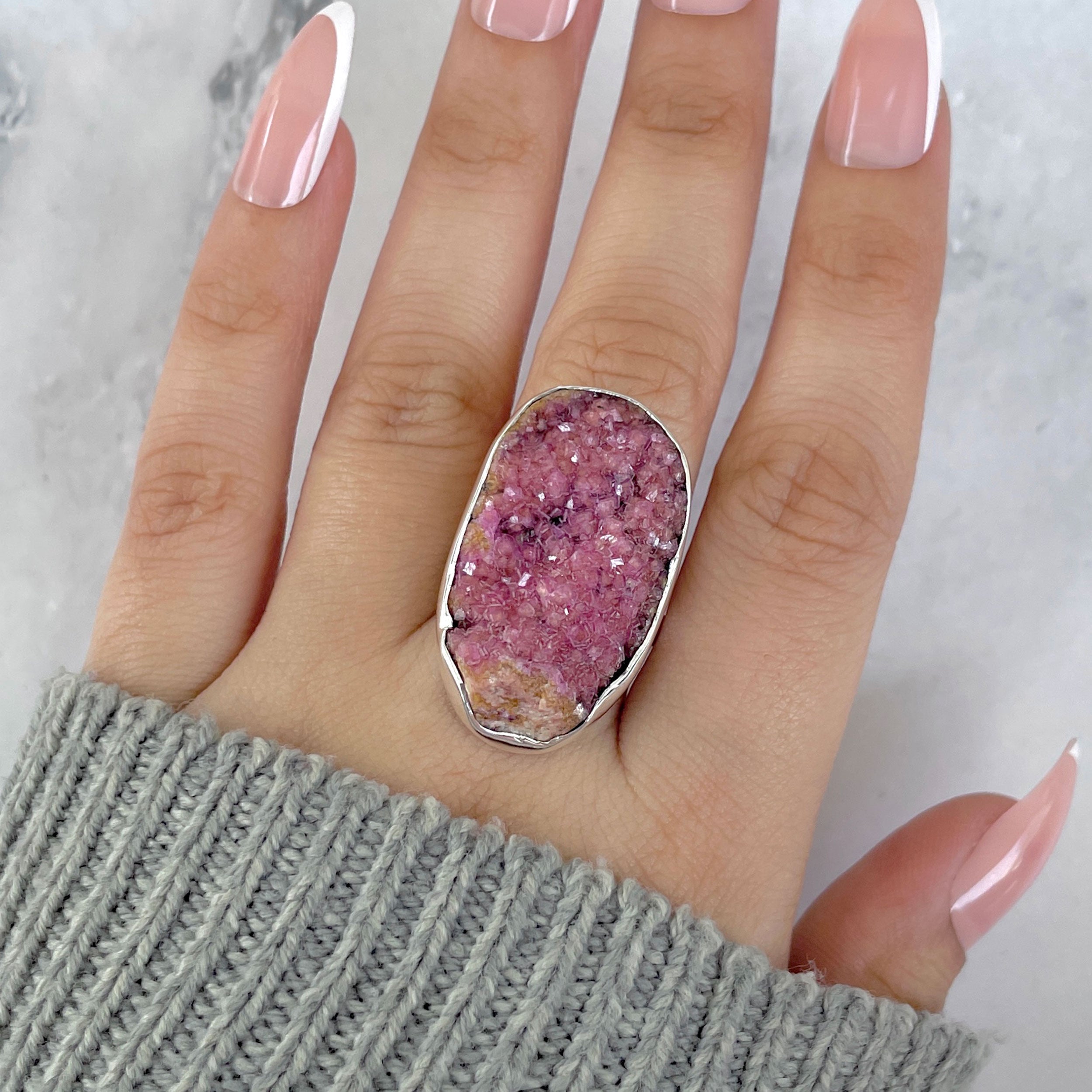 Cobalt Calcite Adjustable Ring-(CBC-R-63.)