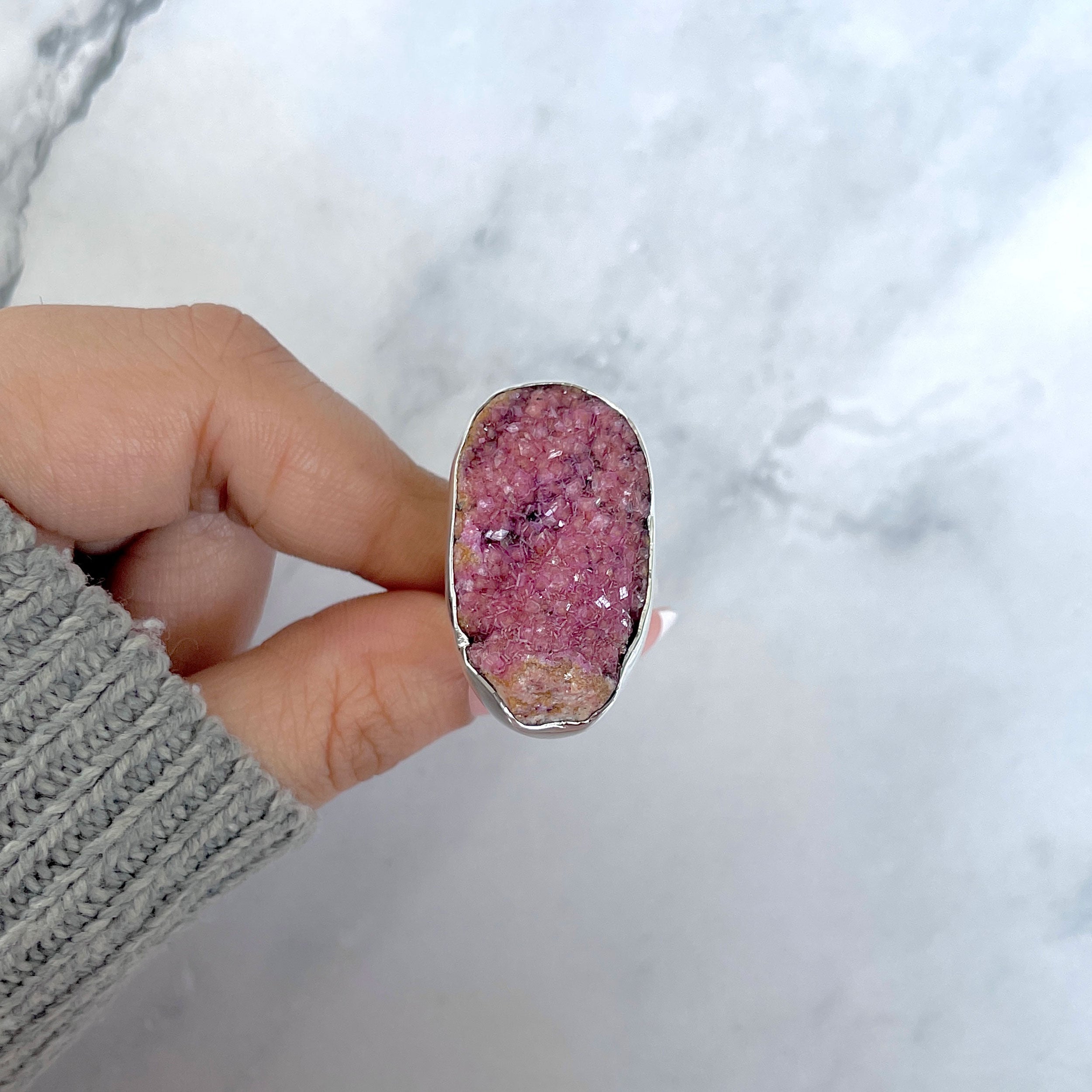 Cobalt Calcite Adjustable Ring-(CBC-R-63.)