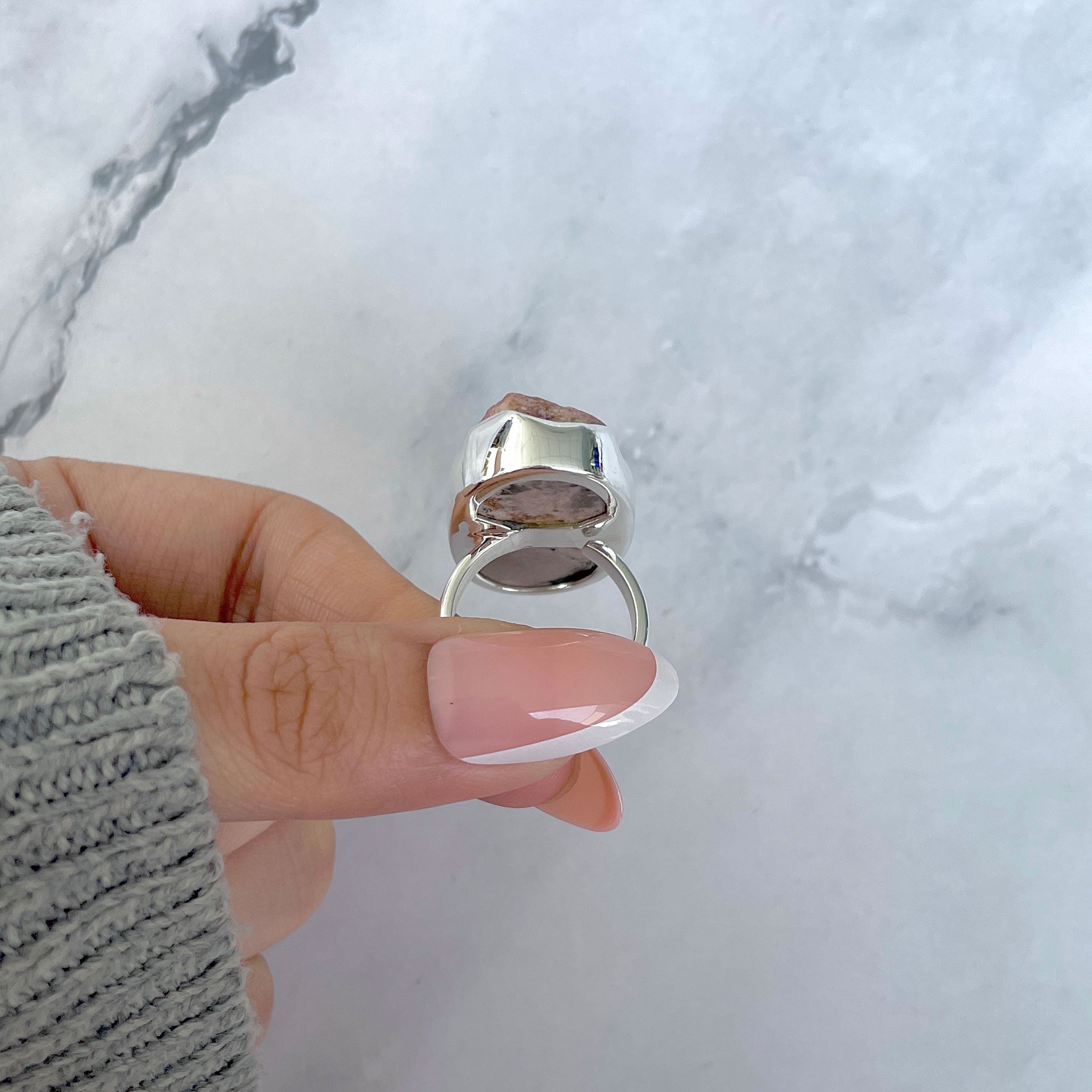 Cobalt Calcite Adjustable Ring-(CBC-R-63.)
