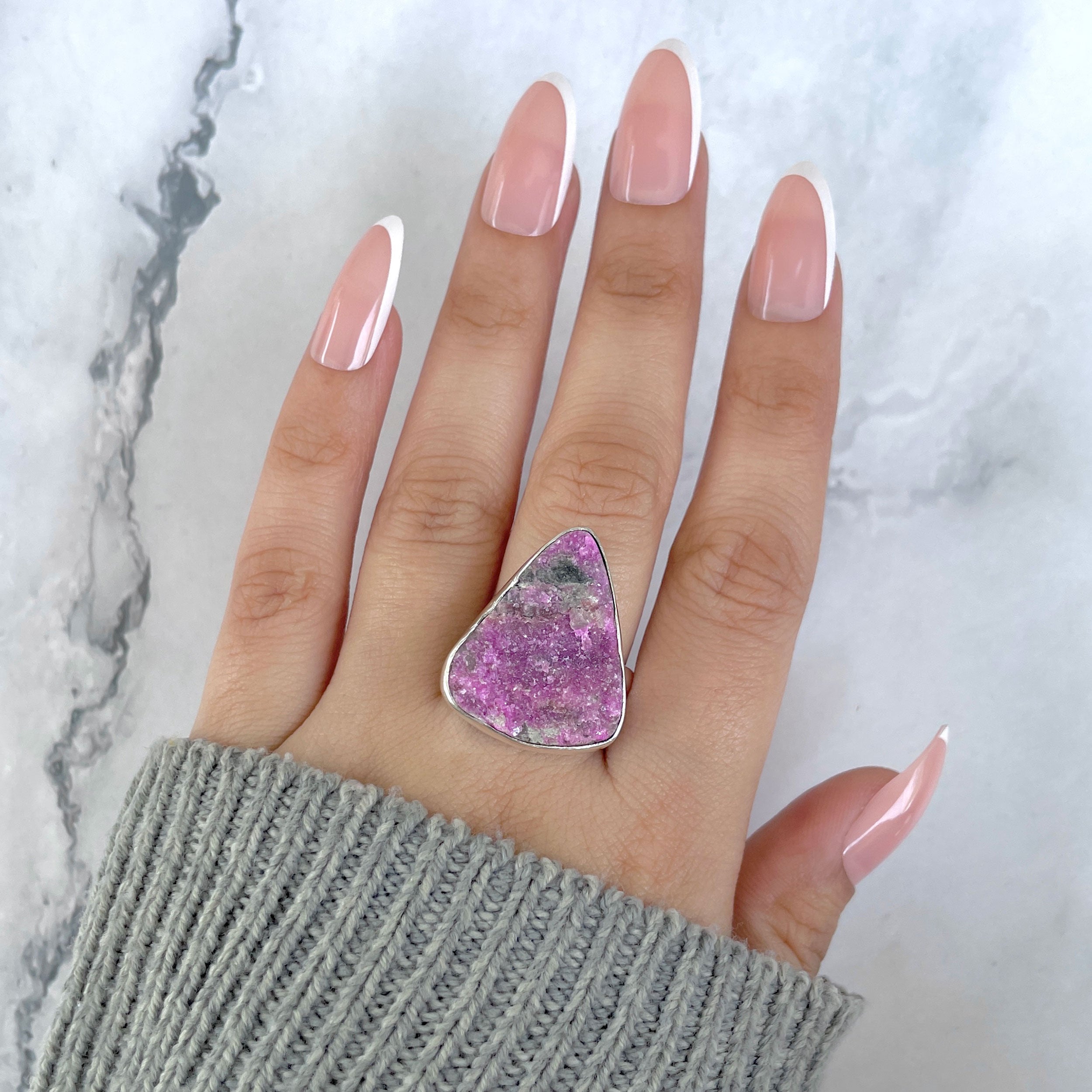 Cobalt Calcite Adjustable Ring-(CBC-R-64.)
