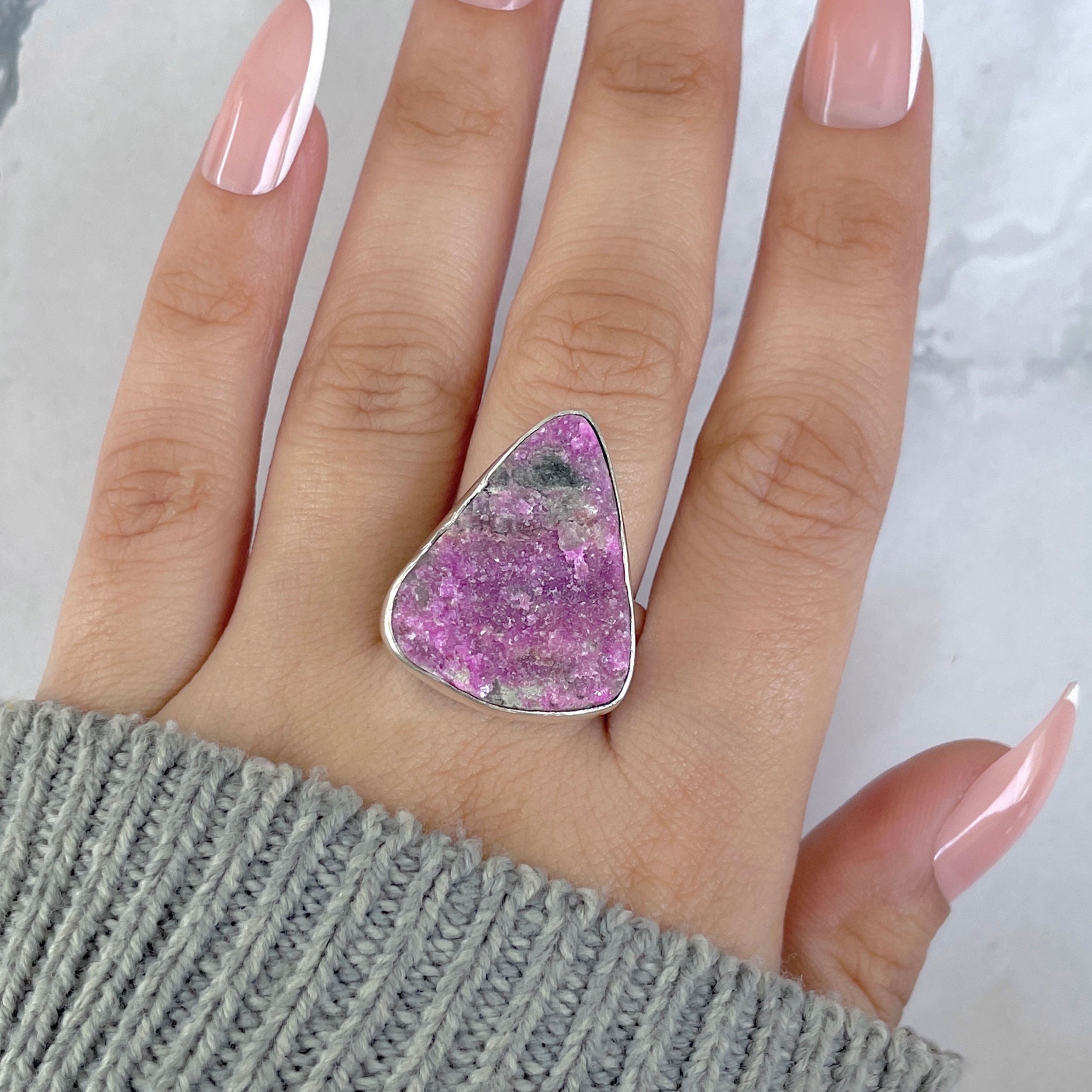 Cobalt Calcite Adjustable Ring-(CBC-R-64.)