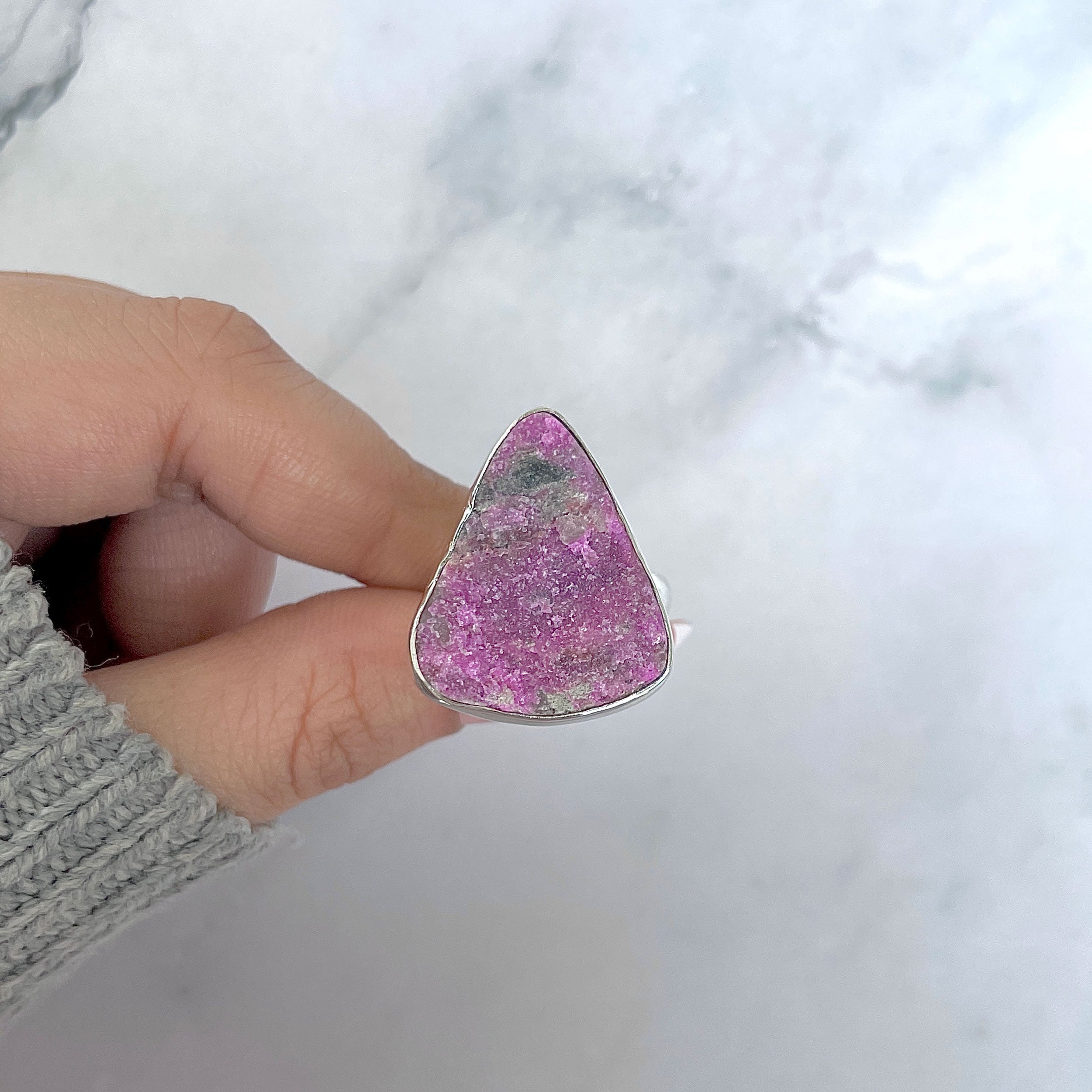 Cobalt Calcite Adjustable Ring-(CBC-R-64.)