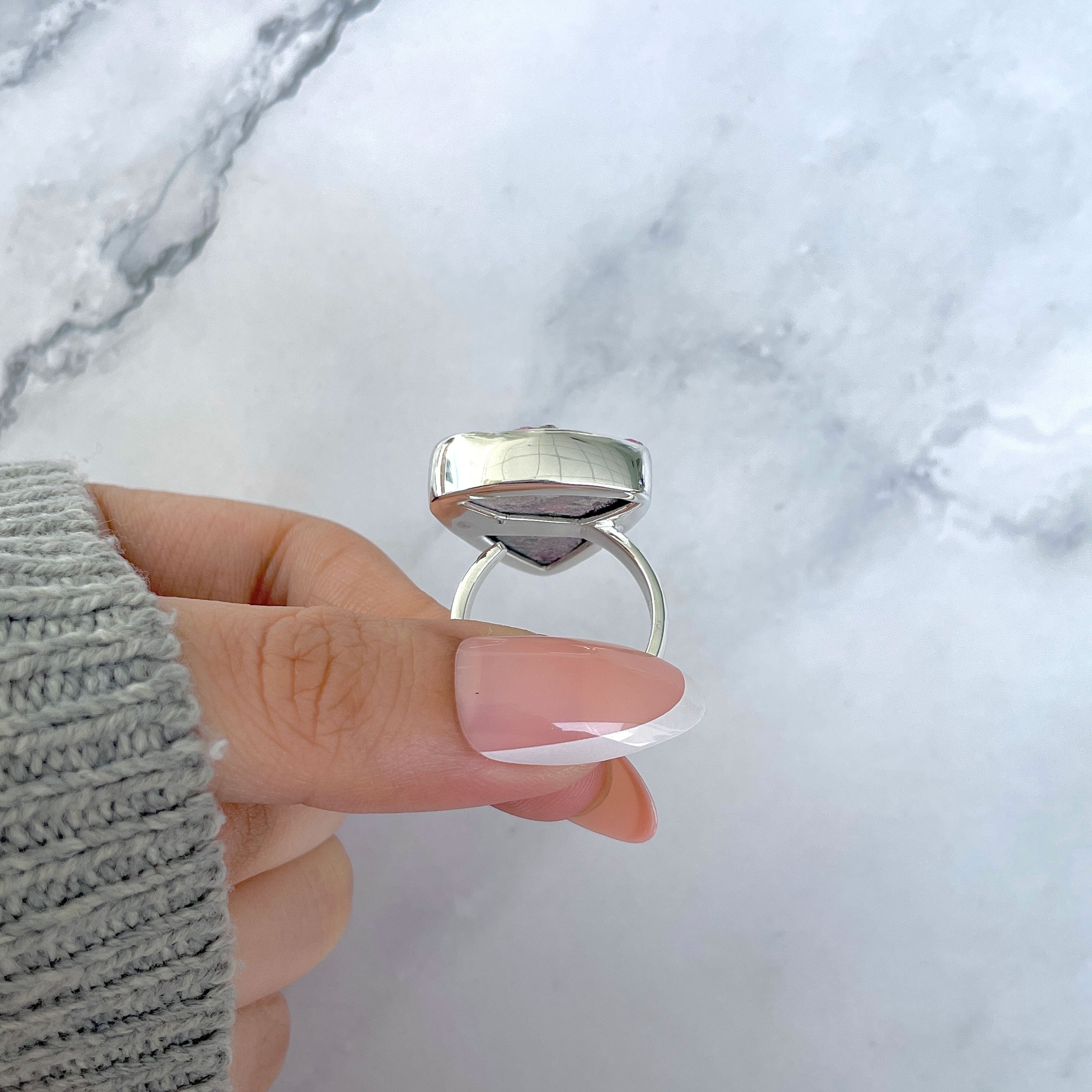 Cobalt Calcite Adjustable Ring-(CBC-R-64.)