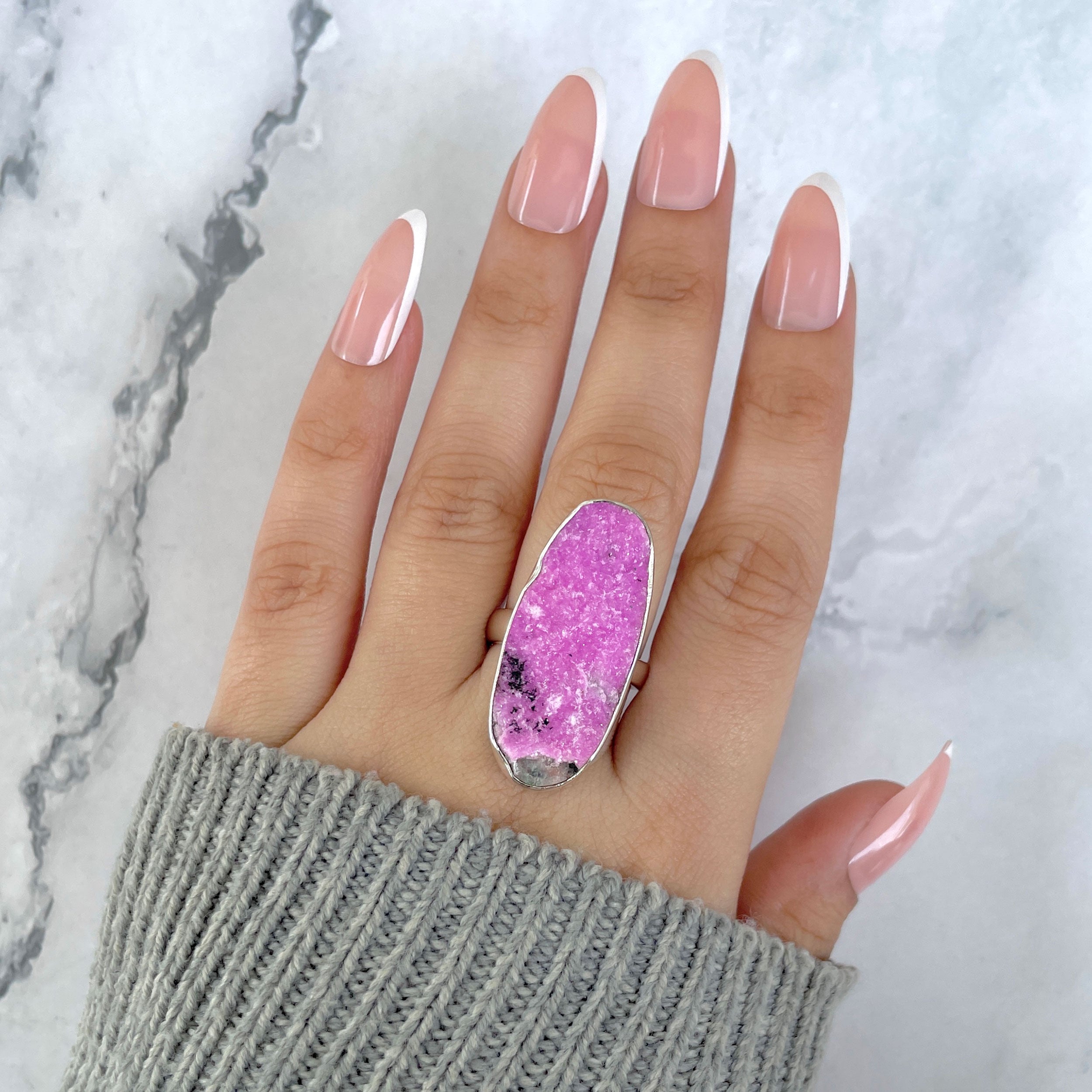 Cobalt Calcite Adjustable Ring-(CBC-R-65.)
