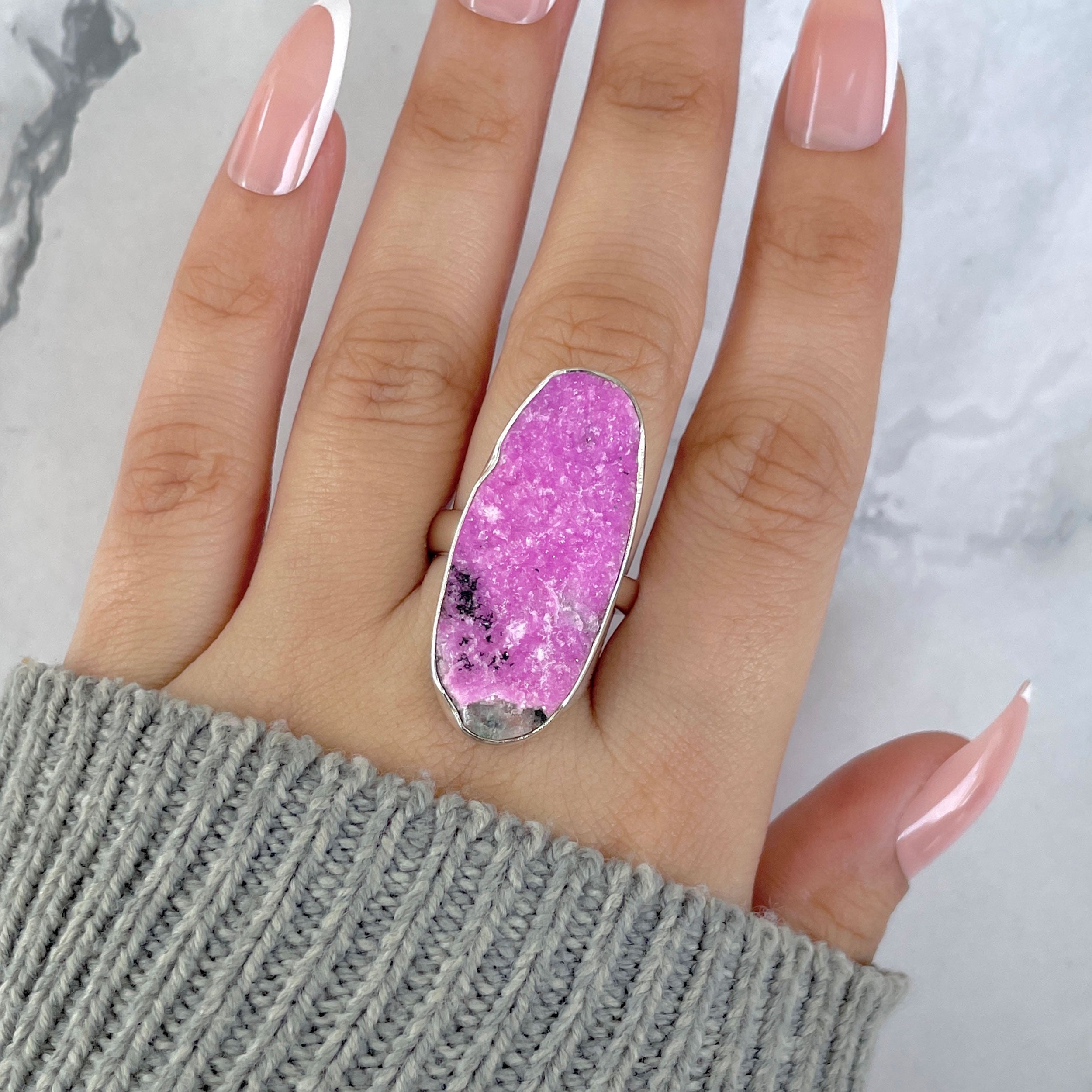 Cobalt Calcite Adjustable Ring-(CBC-R-65.)