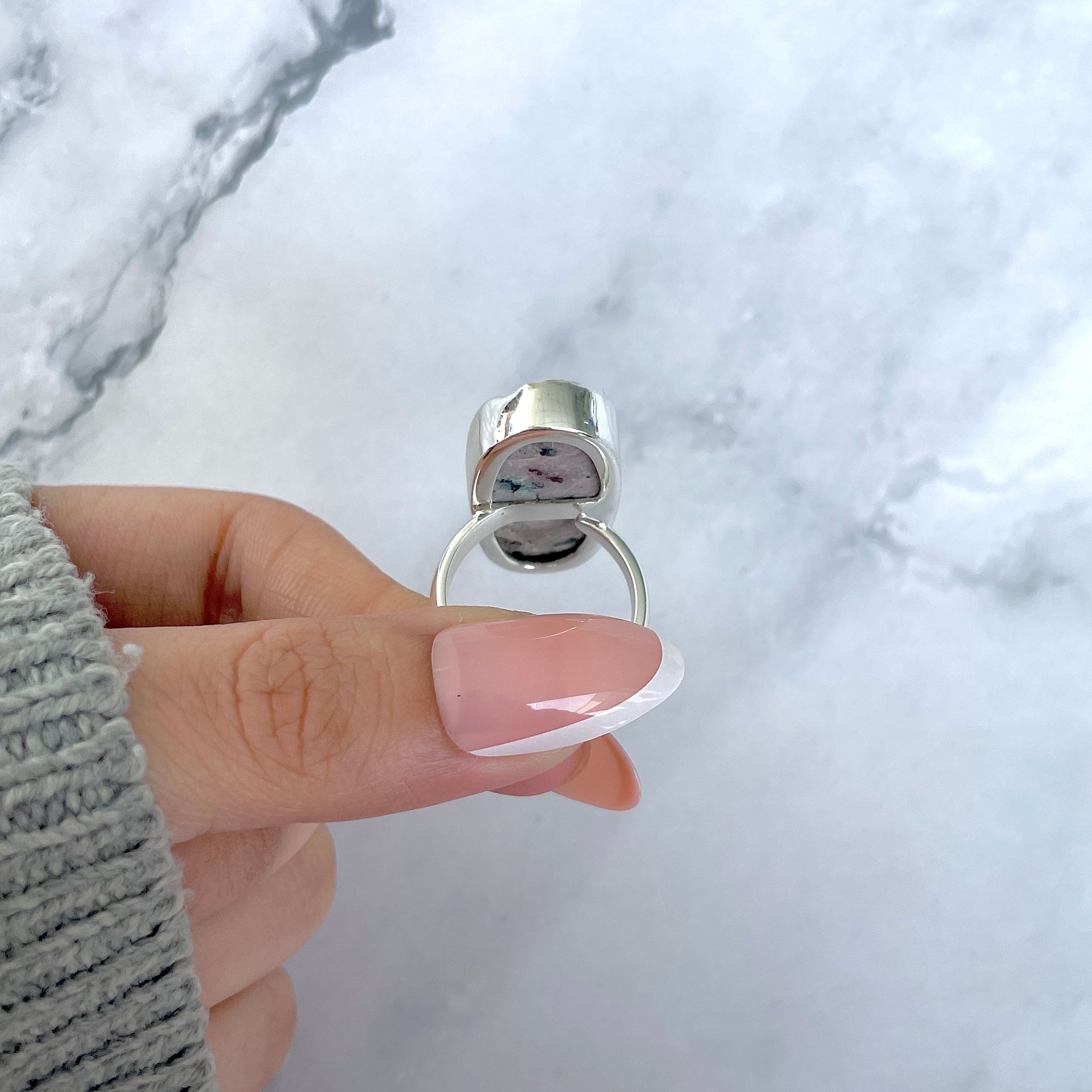 Cobalt Calcite Adjustable Ring-(CBC-R-65.)