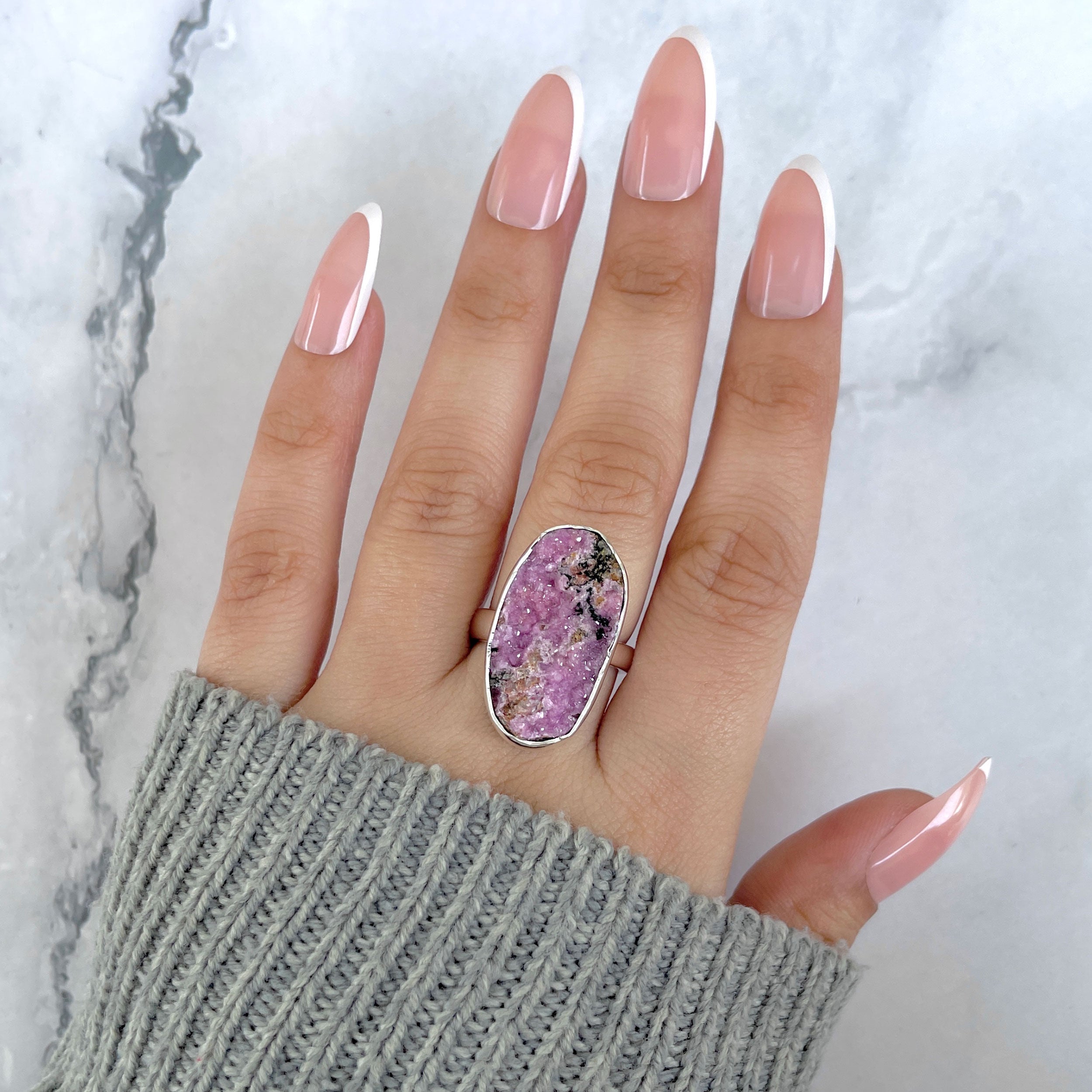 Cobalt Calcite Adjustable Ring-(CBC-R-66.)