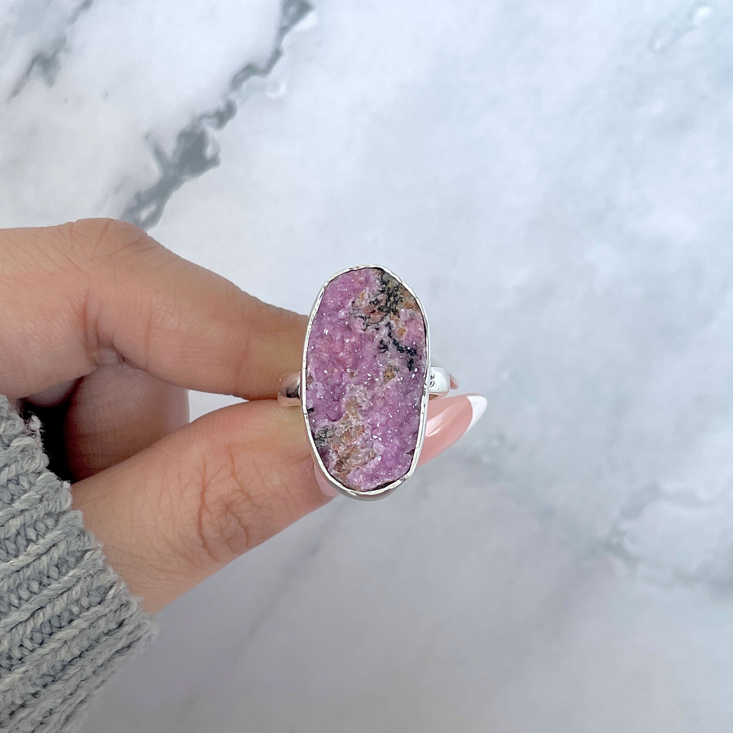 Cobalt Calcite Adjustable Ring-(CBC-R-66.)
