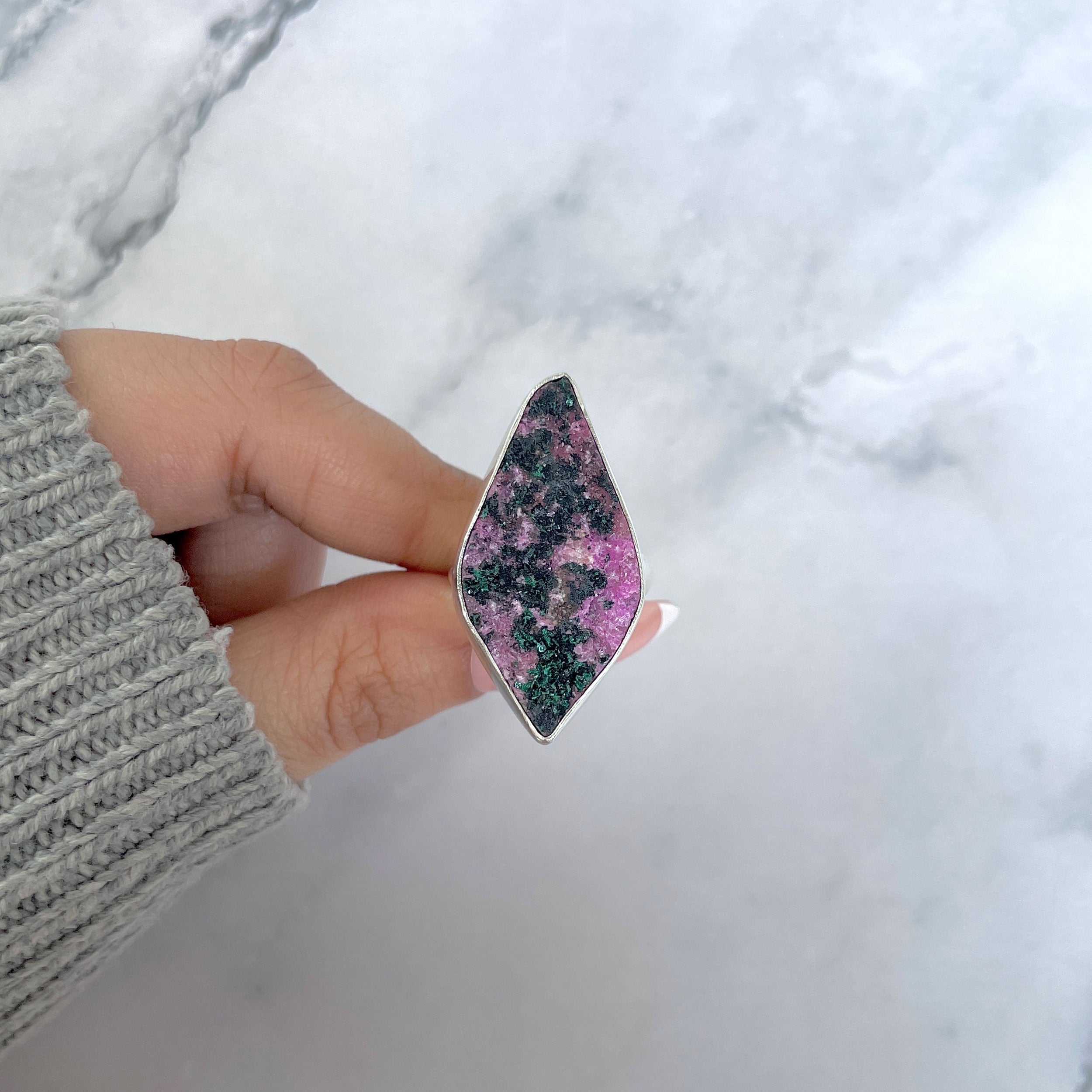 Cobalt Calcite Adjustable Ring-(CBC-R-67.)