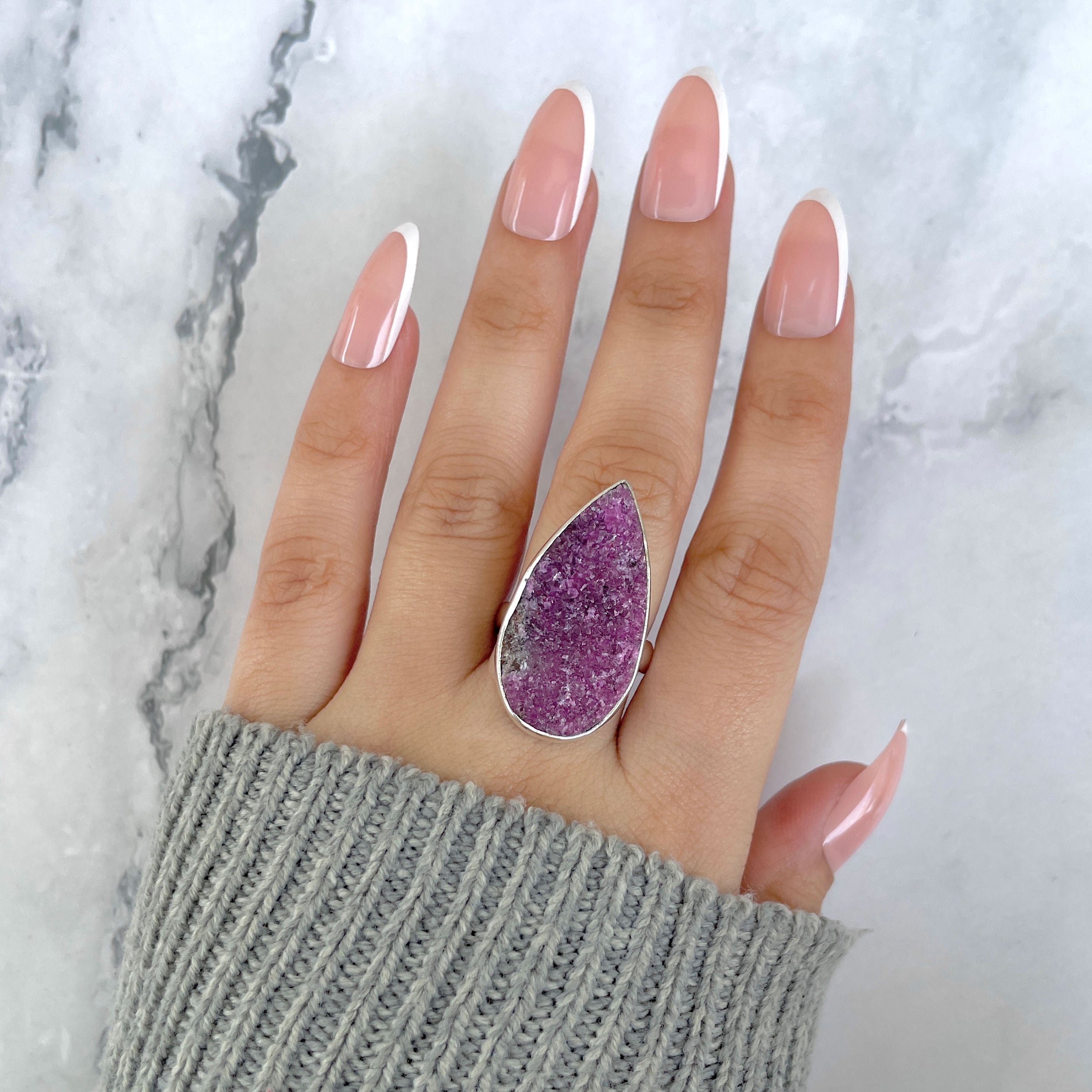Cobalt Calcite Adjustable Ring-(CBC-R-68.)