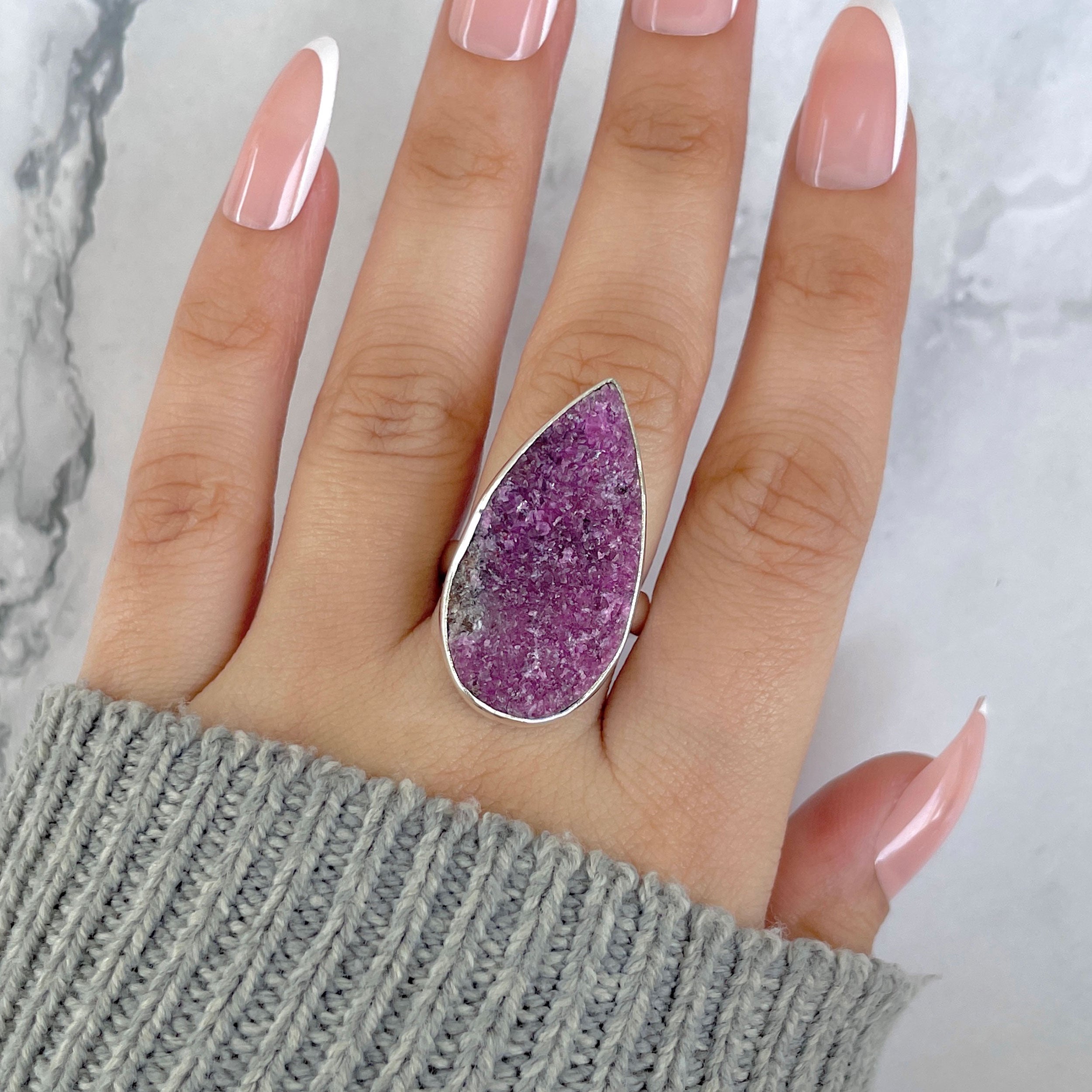 Cobalt Calcite Adjustable Ring-(CBC-R-68.)