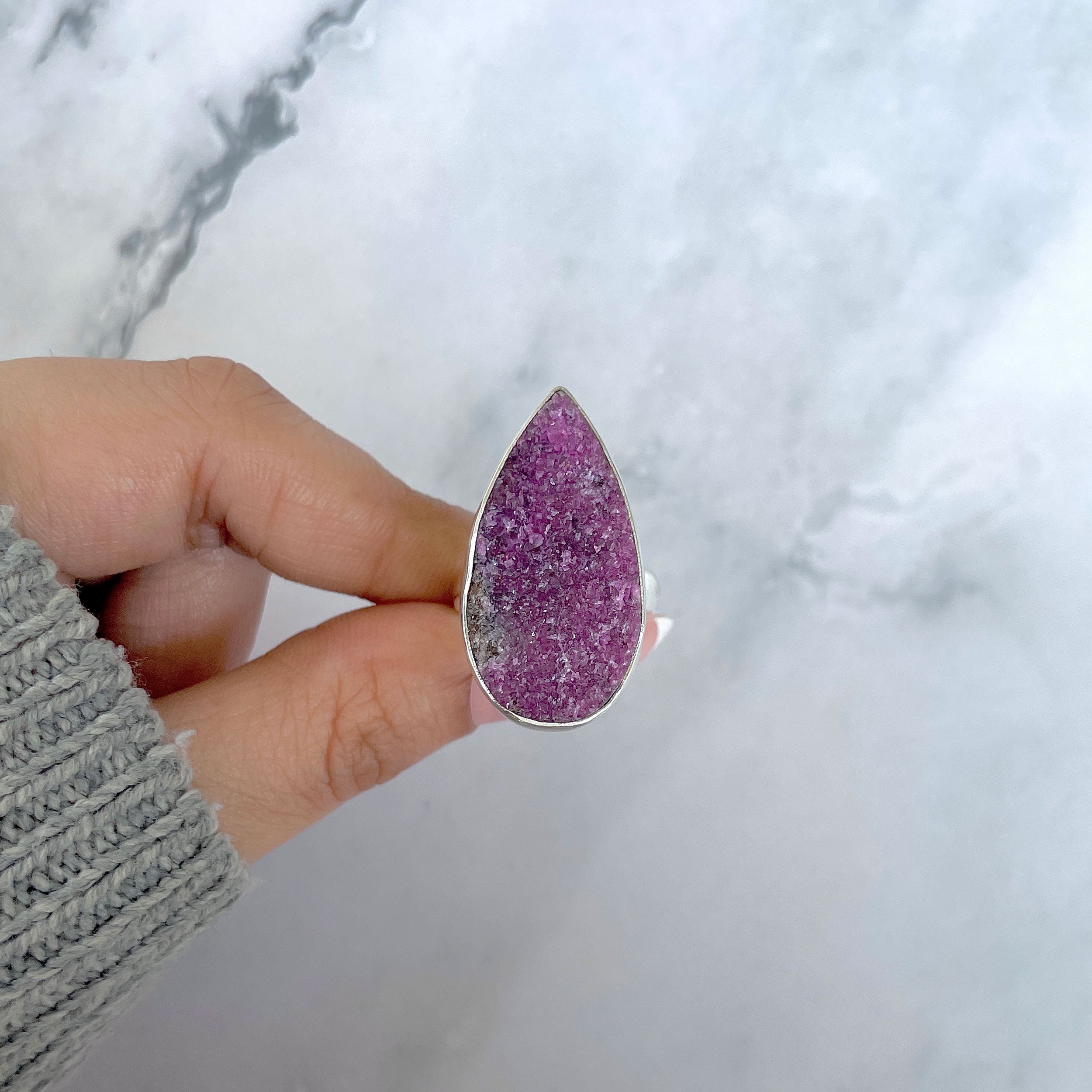 Cobalt Calcite Adjustable Ring-(CBC-R-68.)