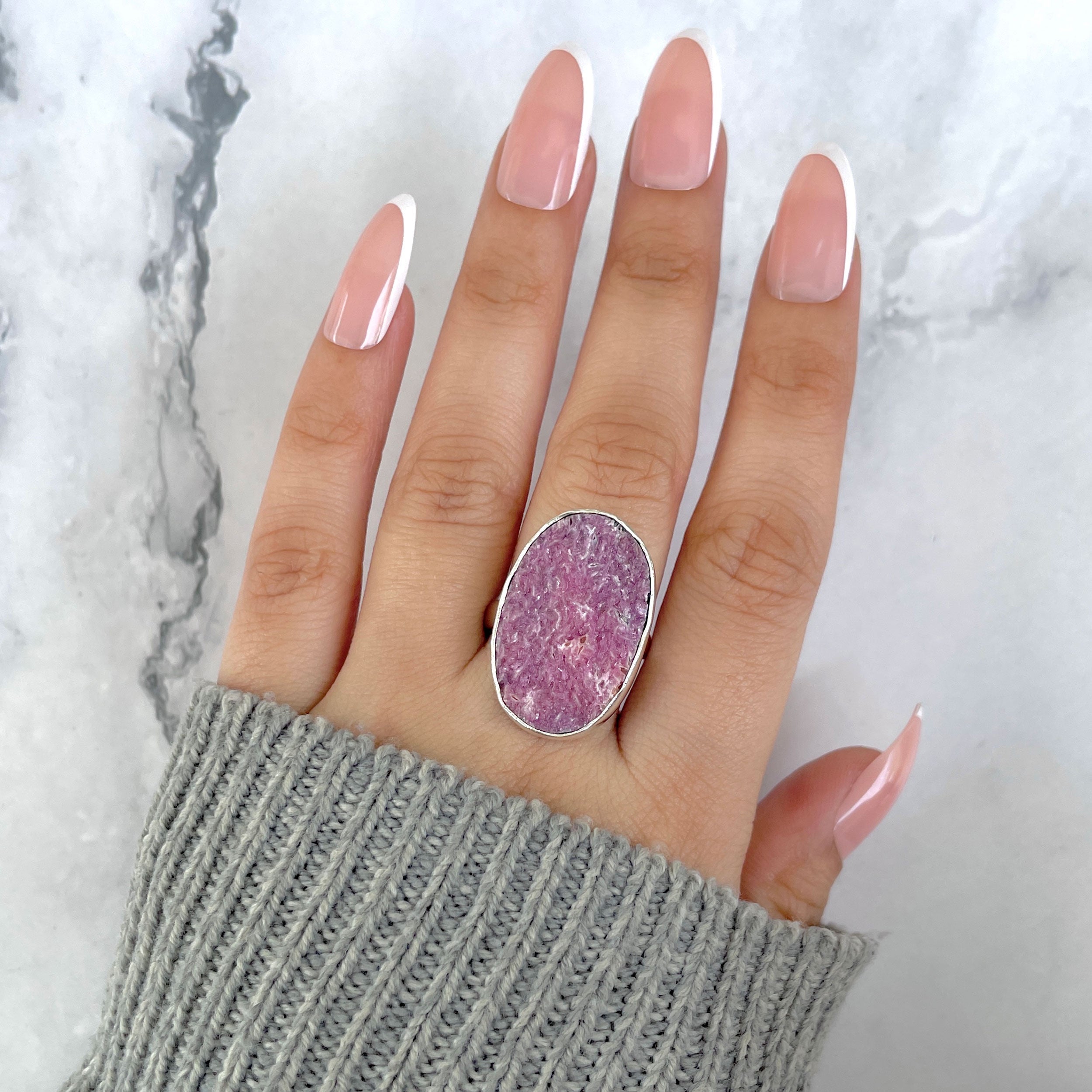 Cobalt Calcite Adjustable Ring-(CBC-R-69.)