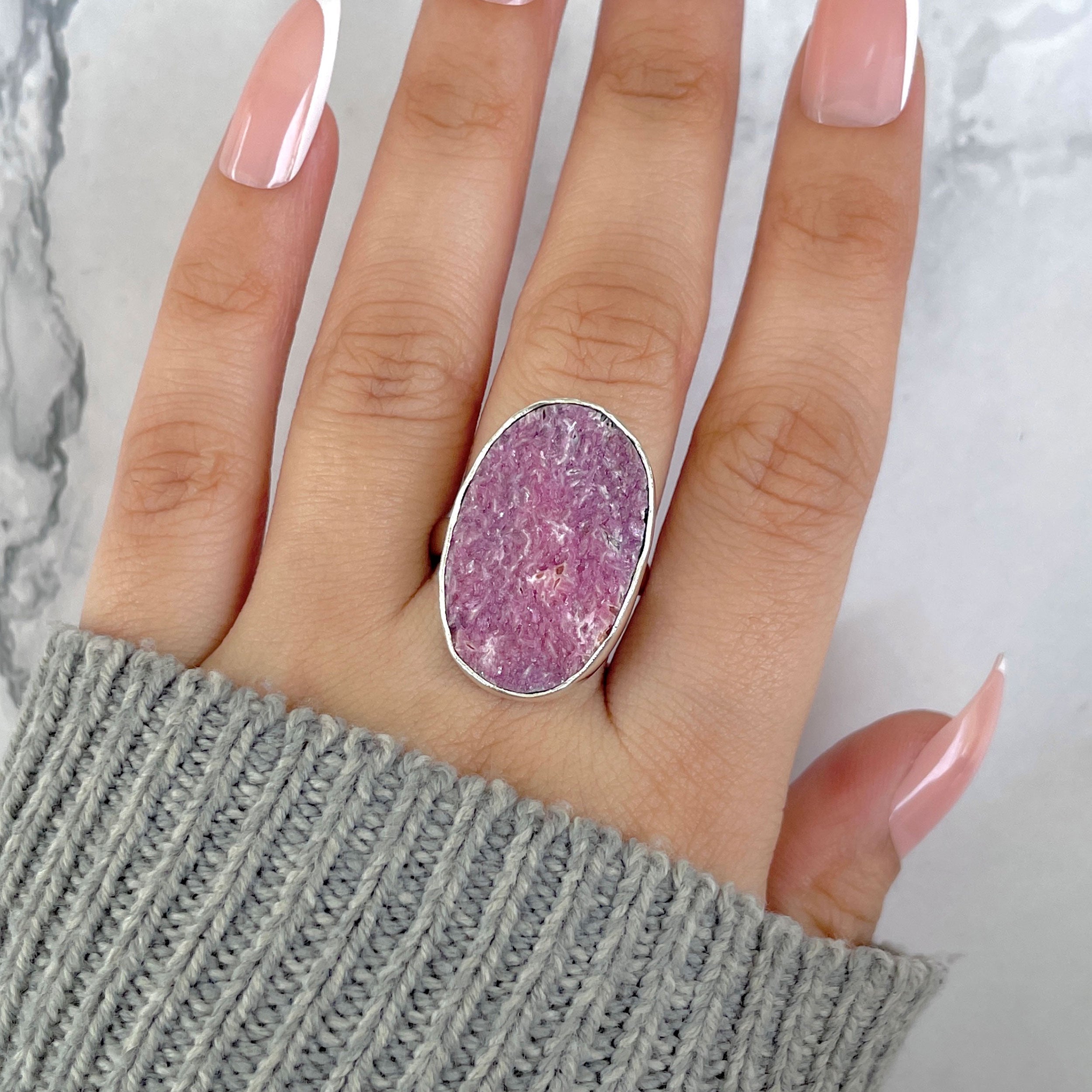 Cobalt Calcite Adjustable Ring-(CBC-R-69.)
