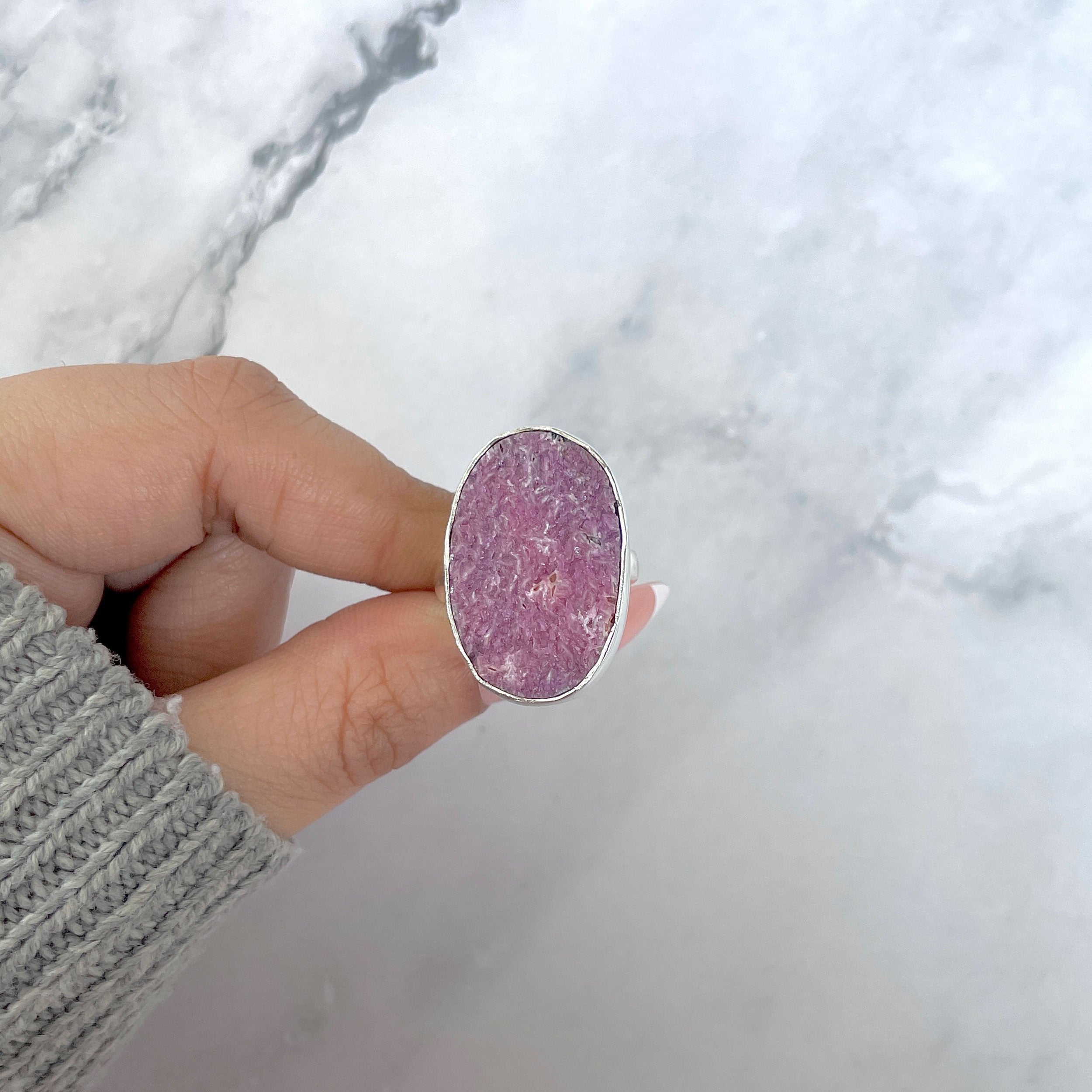 Cobalt Calcite Adjustable Ring-(CBC-R-69.)