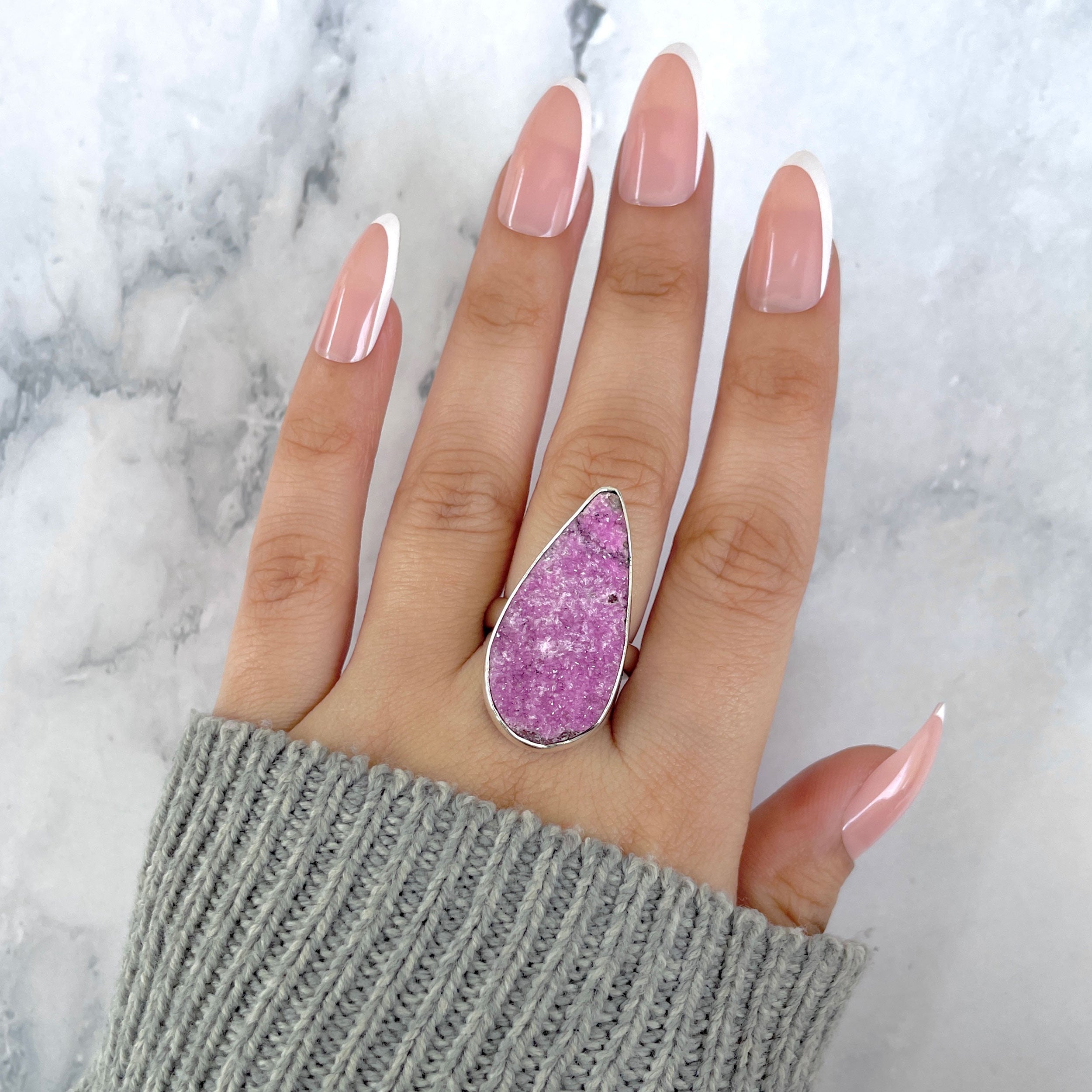 Cobalt Calcite Adjustable Ring-(CBC-R-70.)