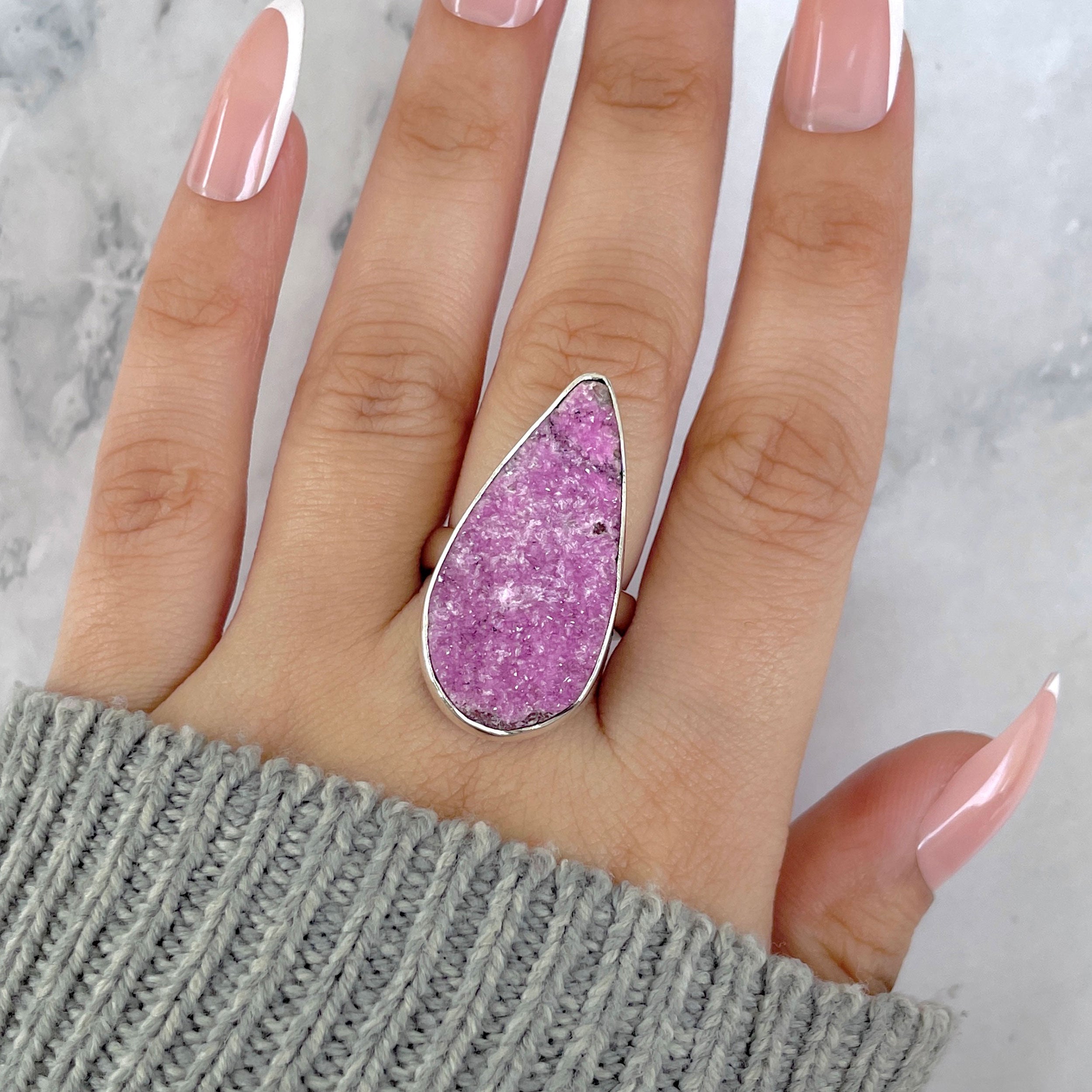Cobalt Calcite Adjustable Ring-(CBC-R-70.)