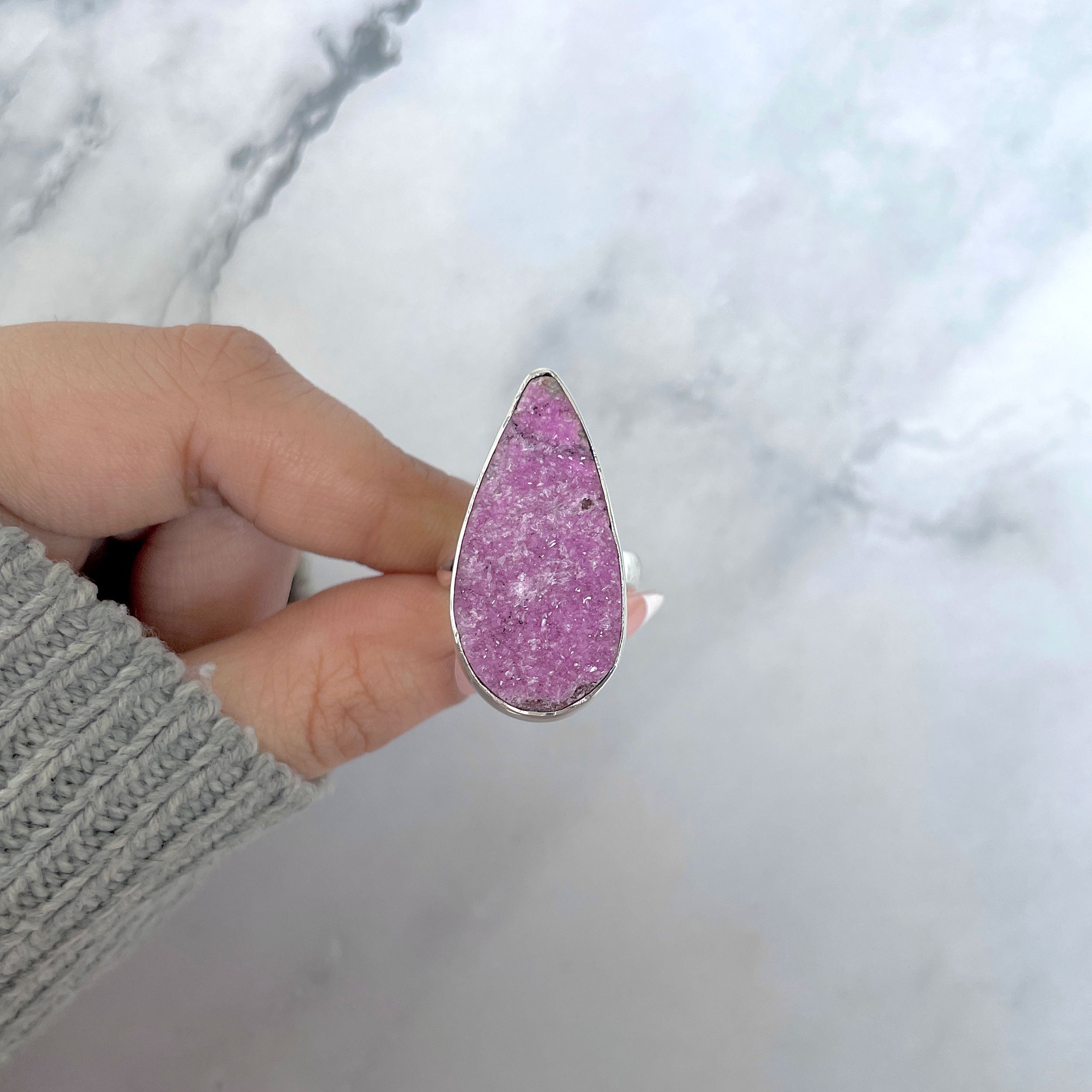 Cobalt Calcite Adjustable Ring-(CBC-R-70.)
