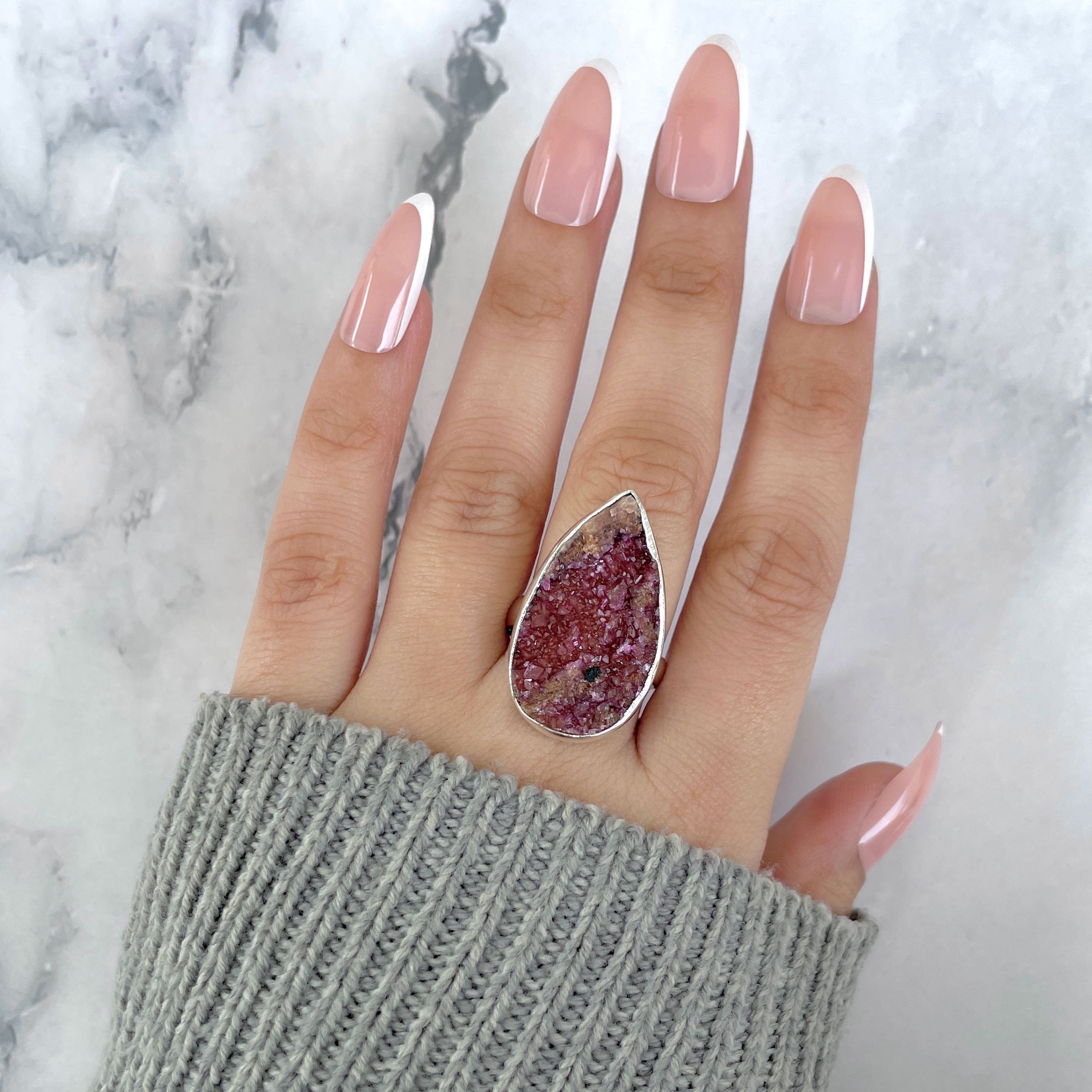 Cobalt Calcite Adjustable Ring-(CBC-R-71.)