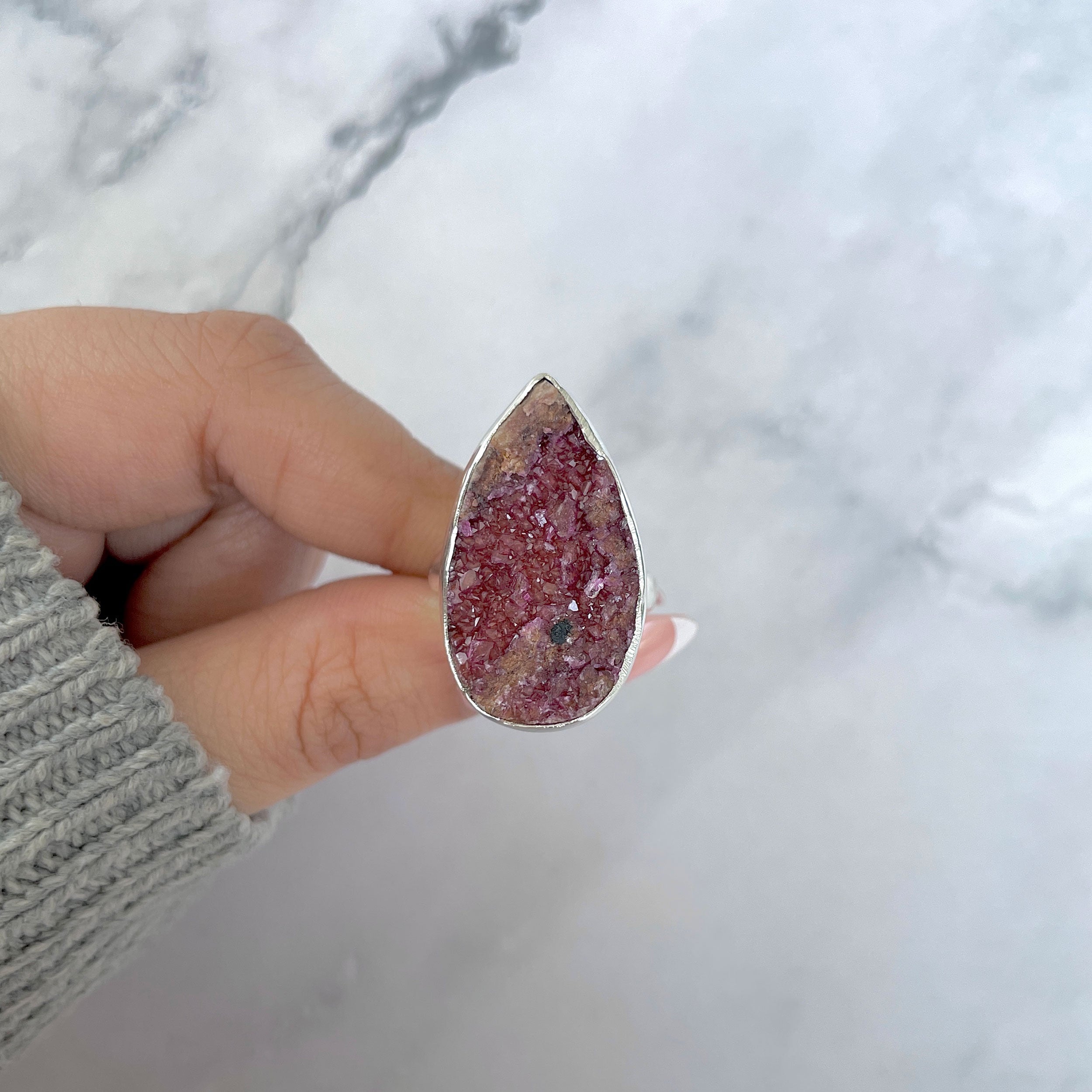Cobalt Calcite Adjustable Ring-(CBC-R-71.)