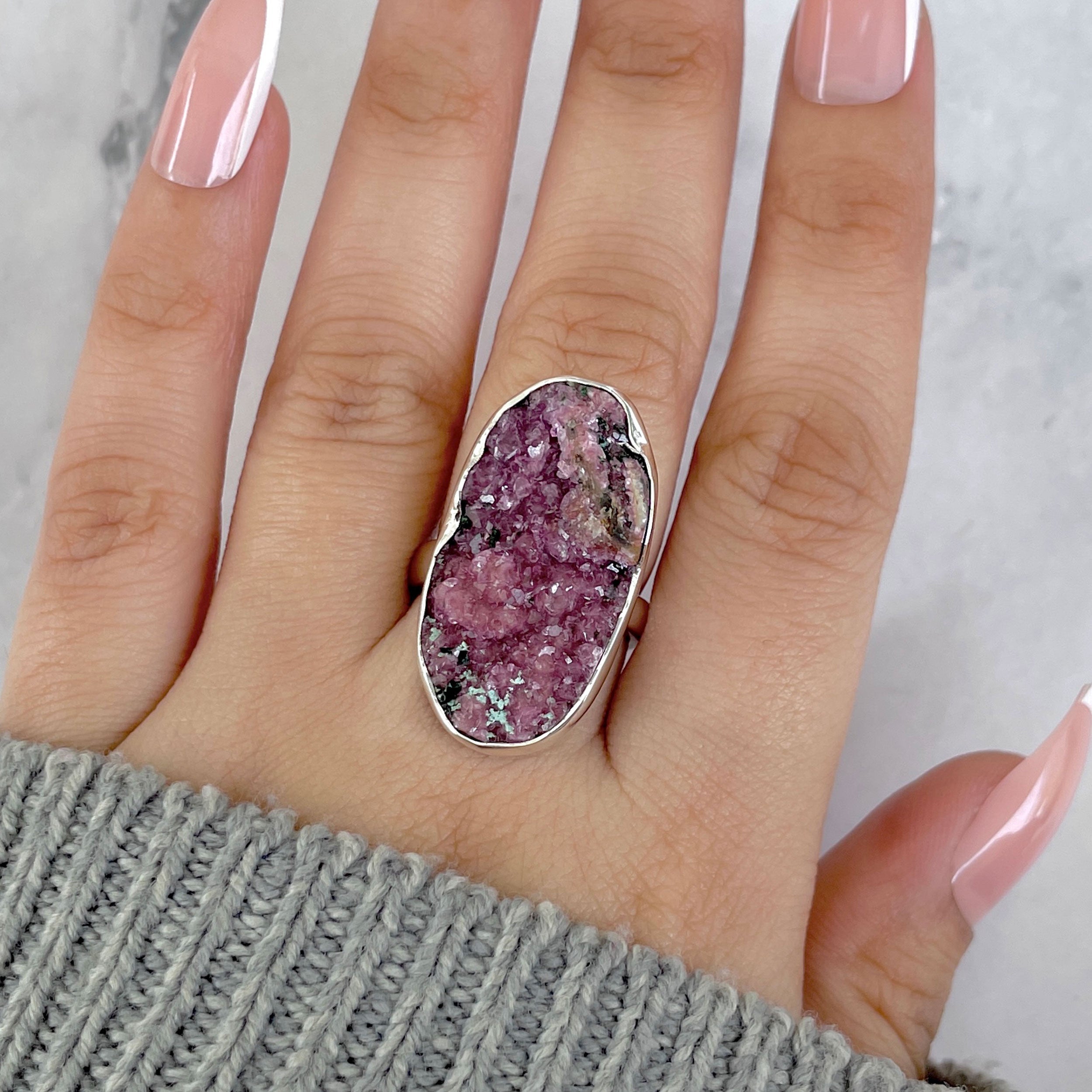 Cobalt Calcite Adjustable Ring-(CBC-R-73.)