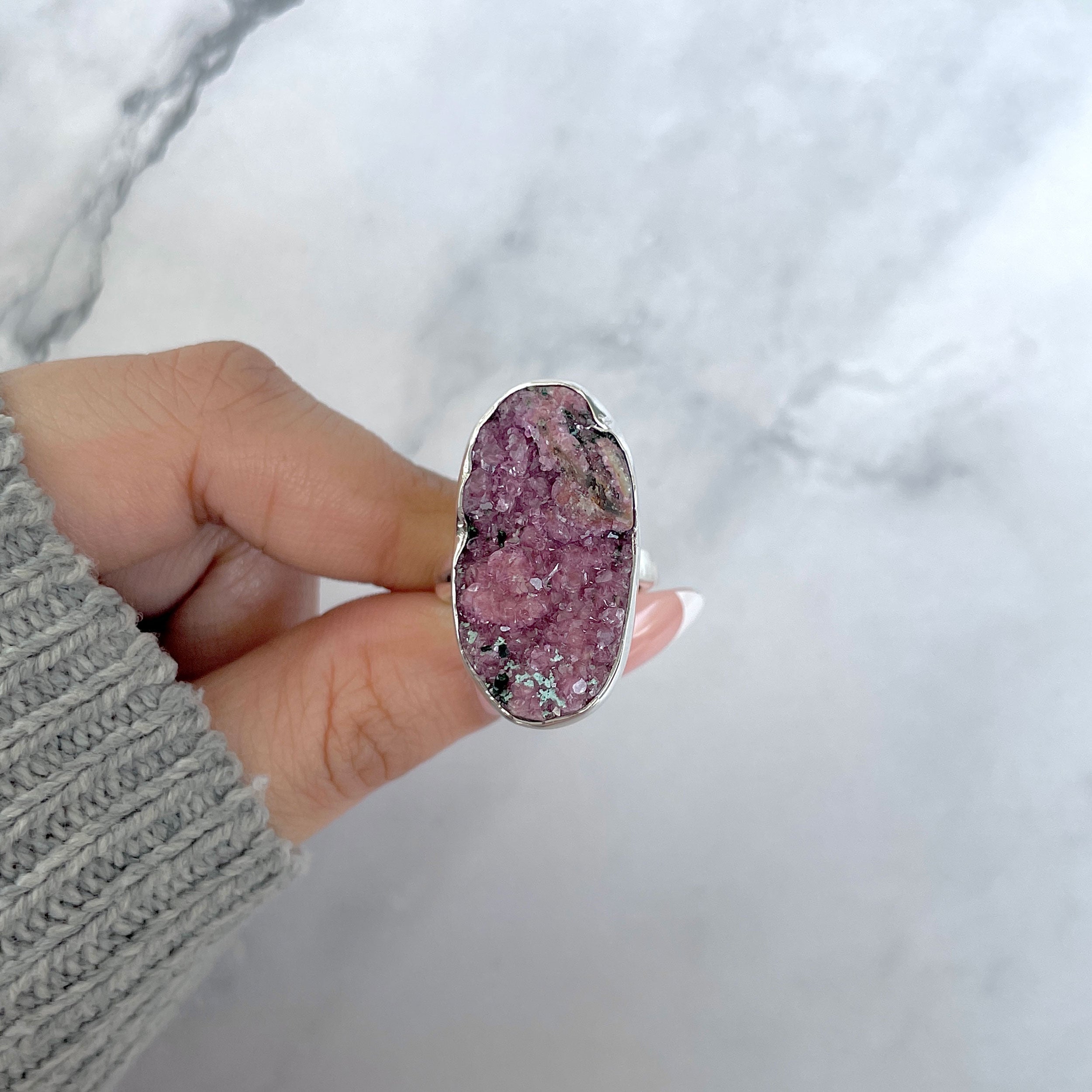 Cobalt Calcite Adjustable Ring-(CBC-R-73.)