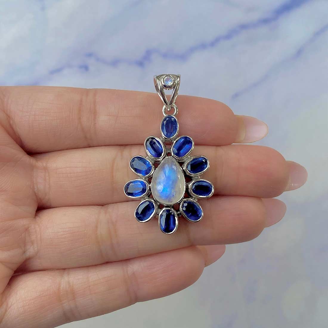 Women's Fashion Heart Pendant Necklace - Love Drift Bottle Style - Blue/Pink Rhinestone