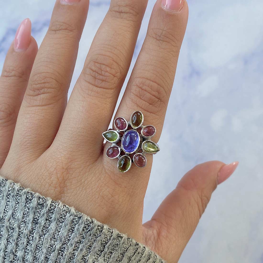 Tanzanite Adjustable Ring-(TZN-CCR-10.)