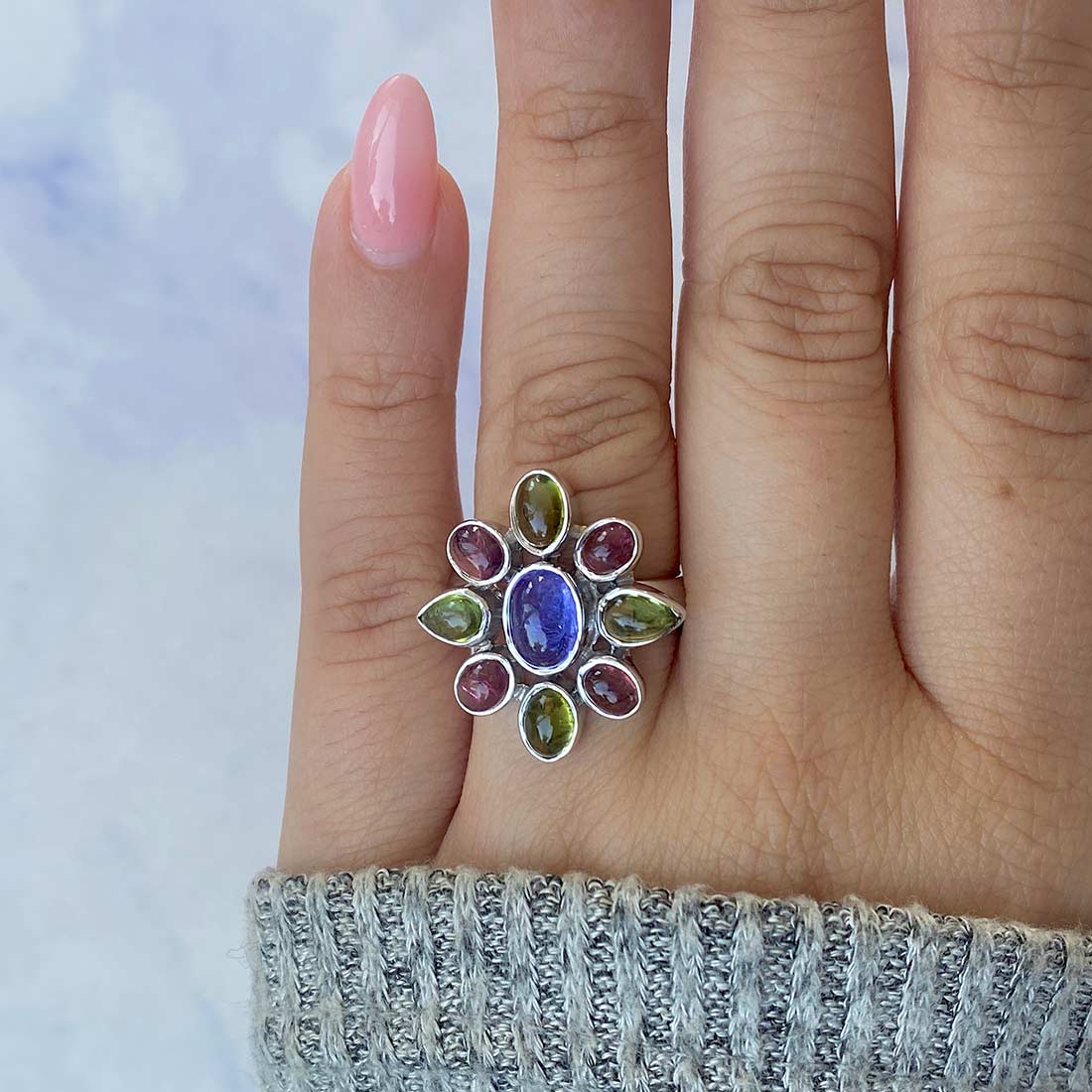 Tanzanite Adjustable Ring-(TZN-CCR-10.)