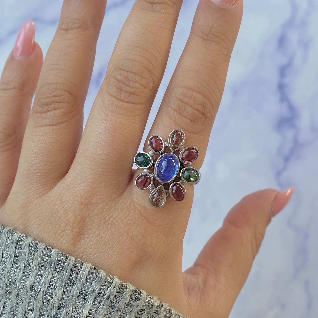 Tanzanite Adjustable Ring-(TZN-CCR-11.)