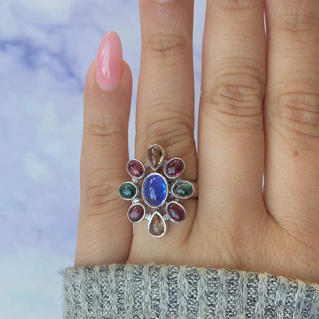 Tanzanite Adjustable Ring-(TZN-CCR-11.)