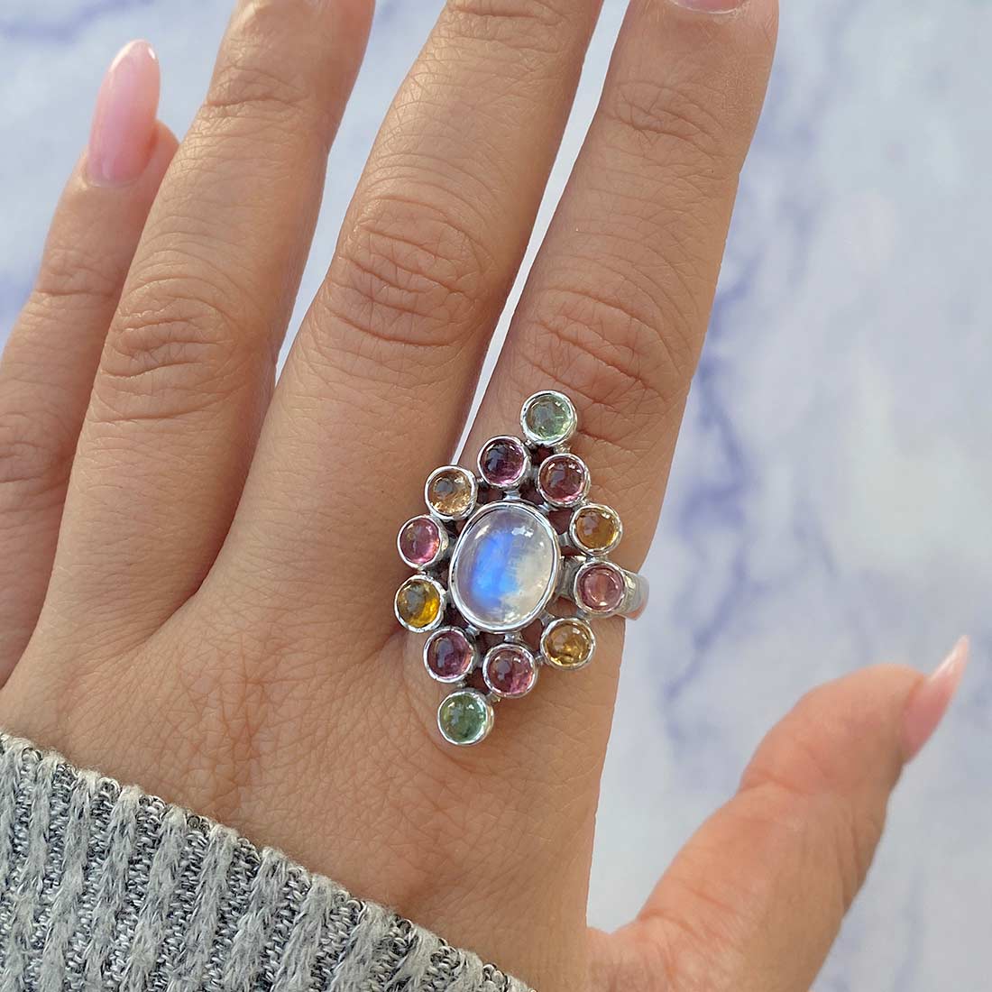 Moonstone Adjustable Ring-(RBM-CCR-18.)