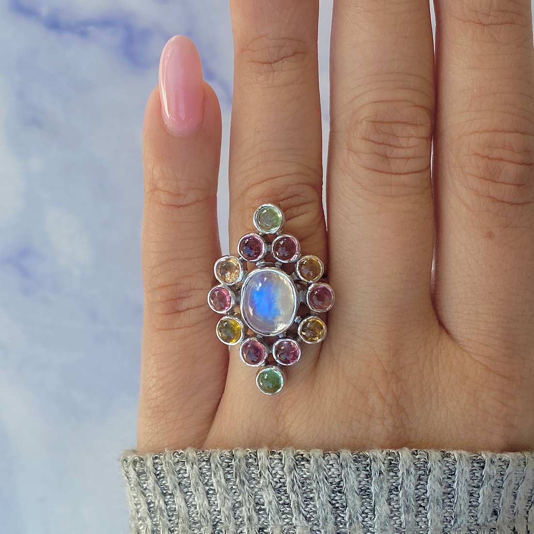 Moonstone Adjustable Ring-(RBM-CCR-18.)