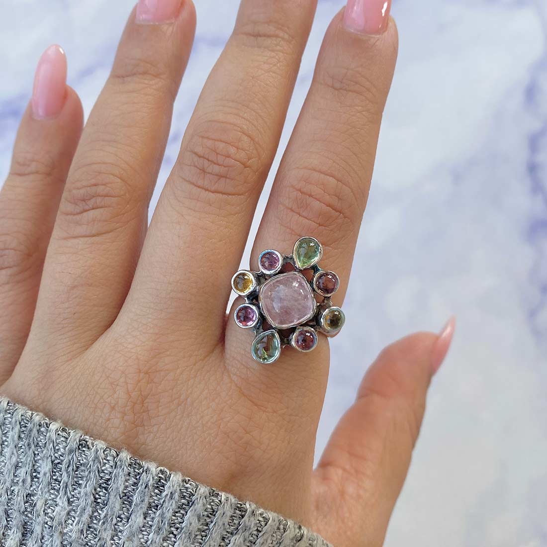 Morganite Adjustable Ring-(MGN-CCR-26.)